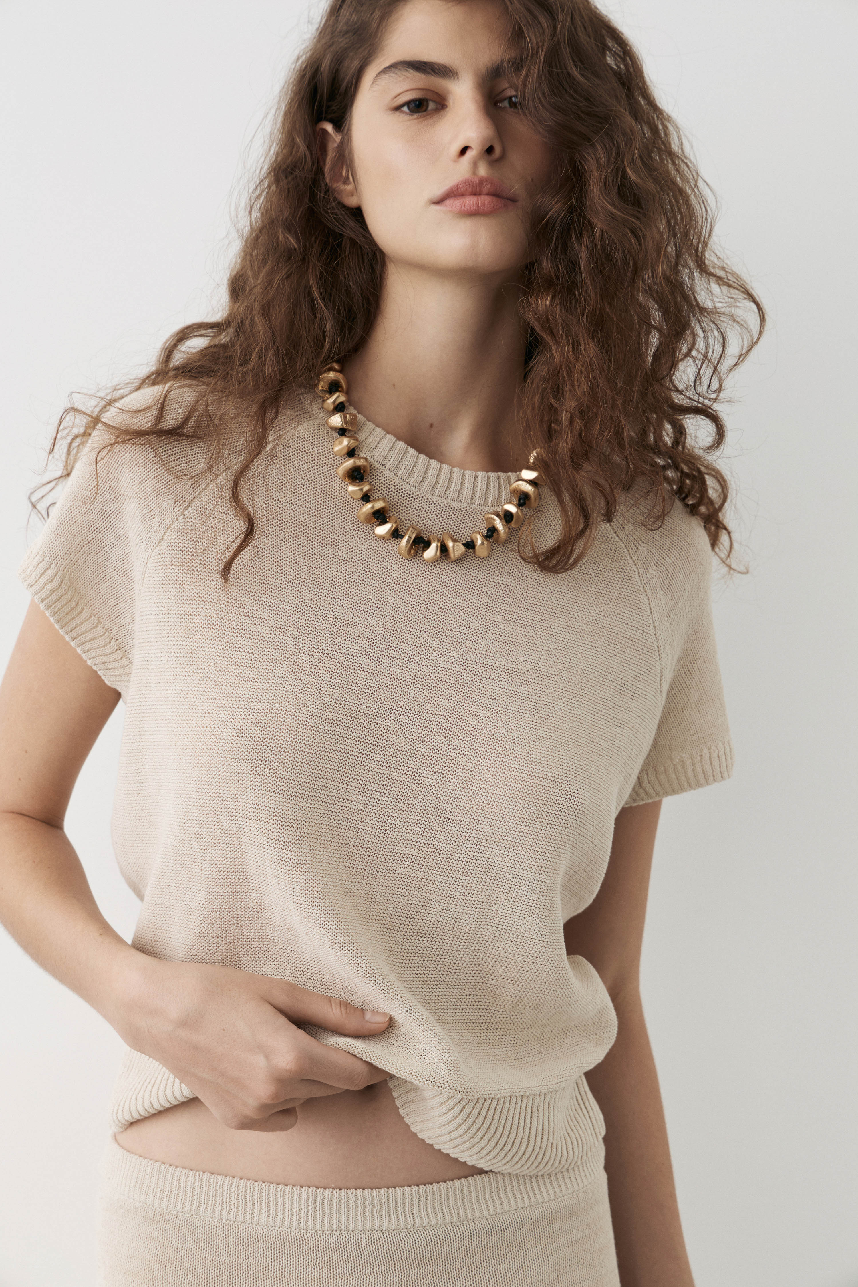 FINE-KNIT COTTON-LINEN SWEATER