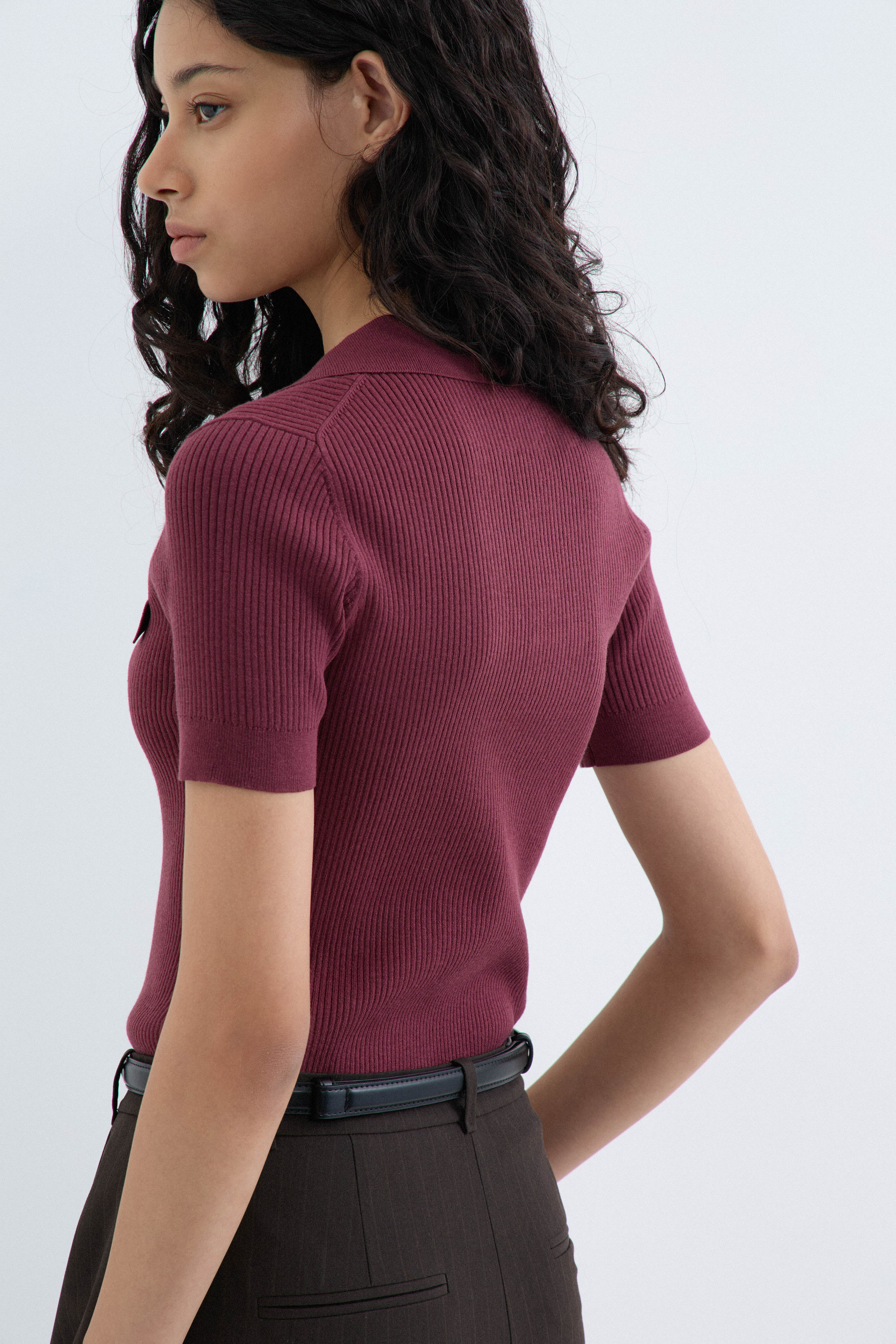 FINE-KNIT POLO SWEATER - Image 3