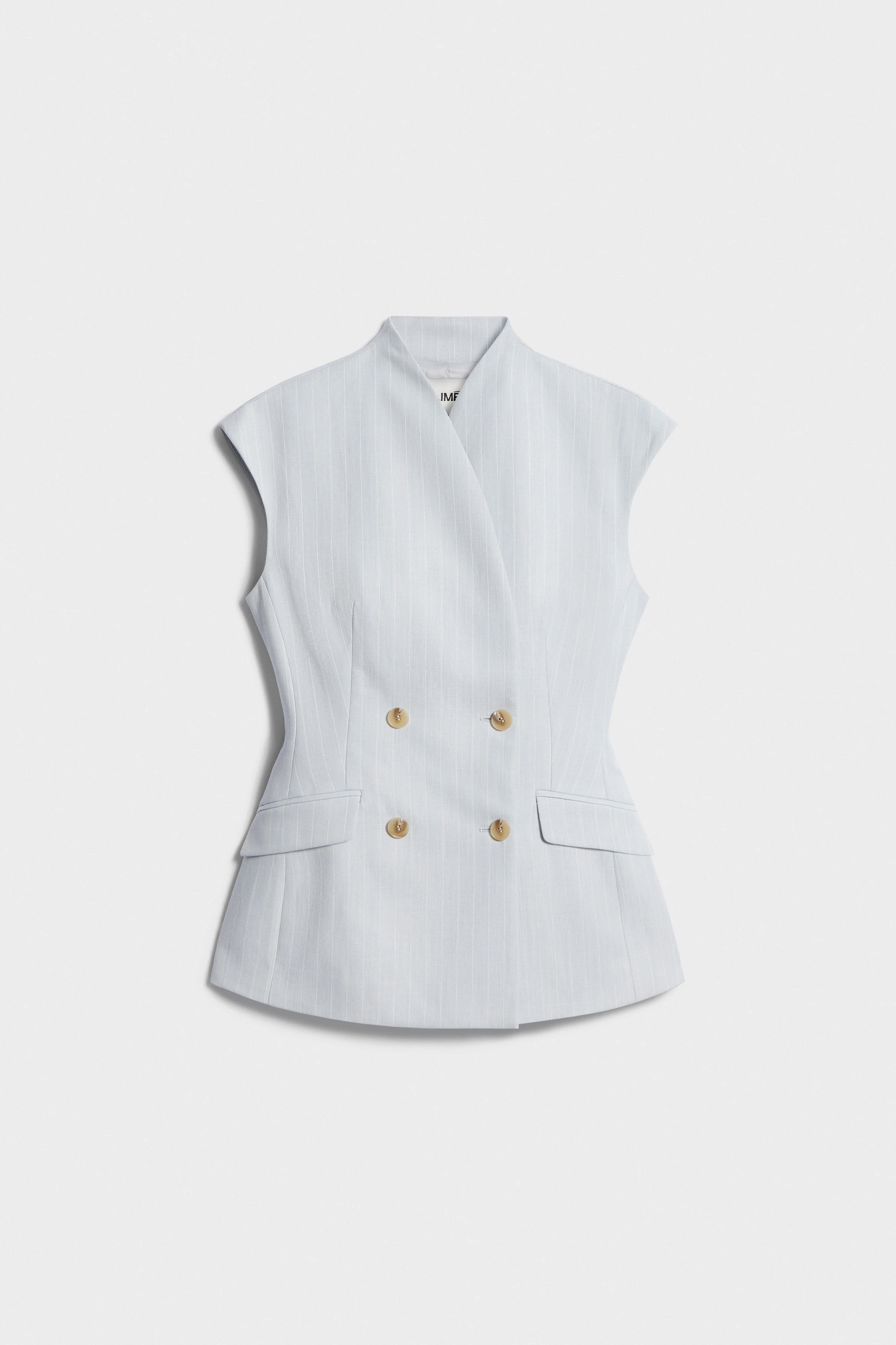 FITTED LINEN-BLEND WAISTCOAT - Image 4