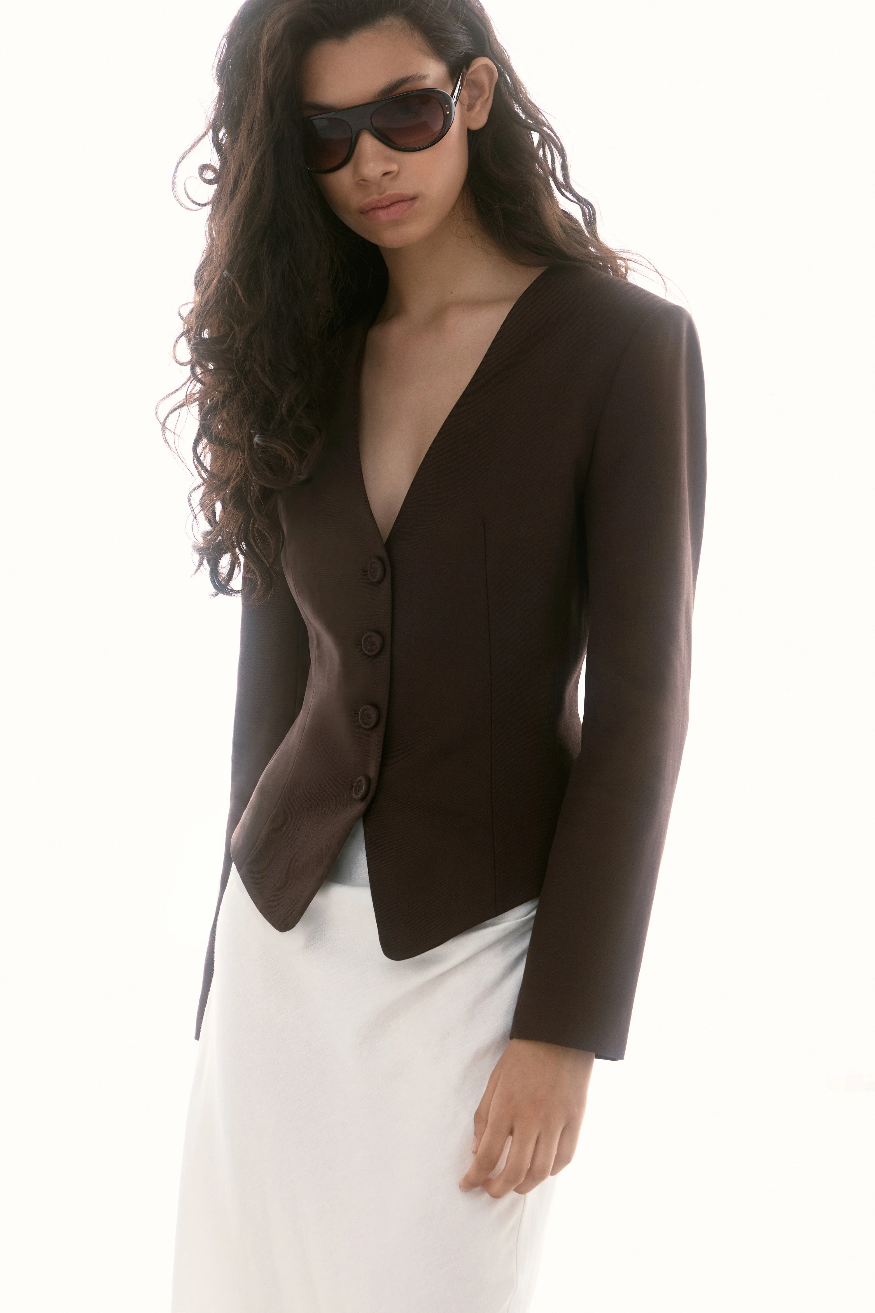 FITTED LINEN-COTTON BLAZER