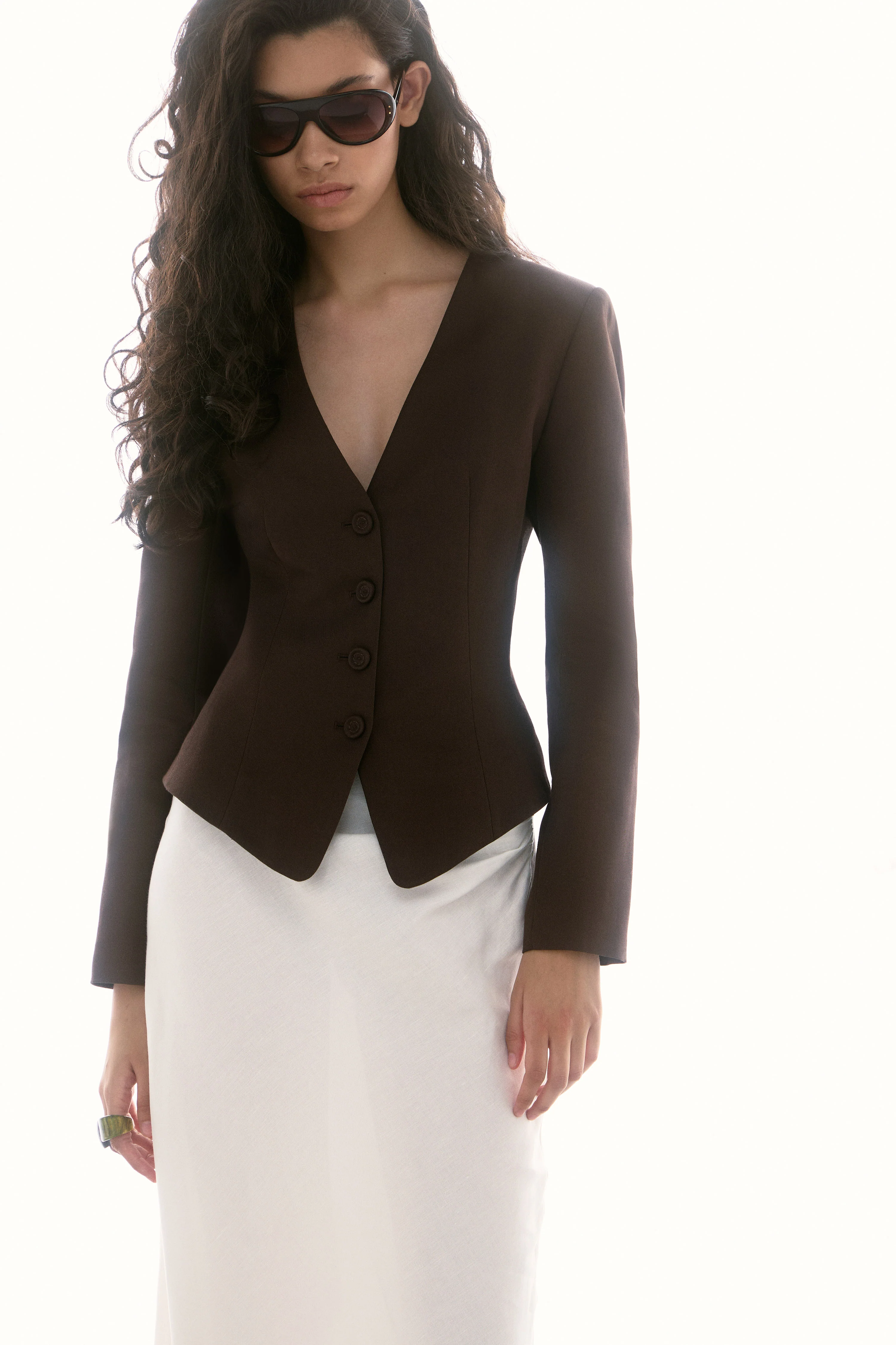 FITTED LINEN-COTTON BLAZER - Image 2