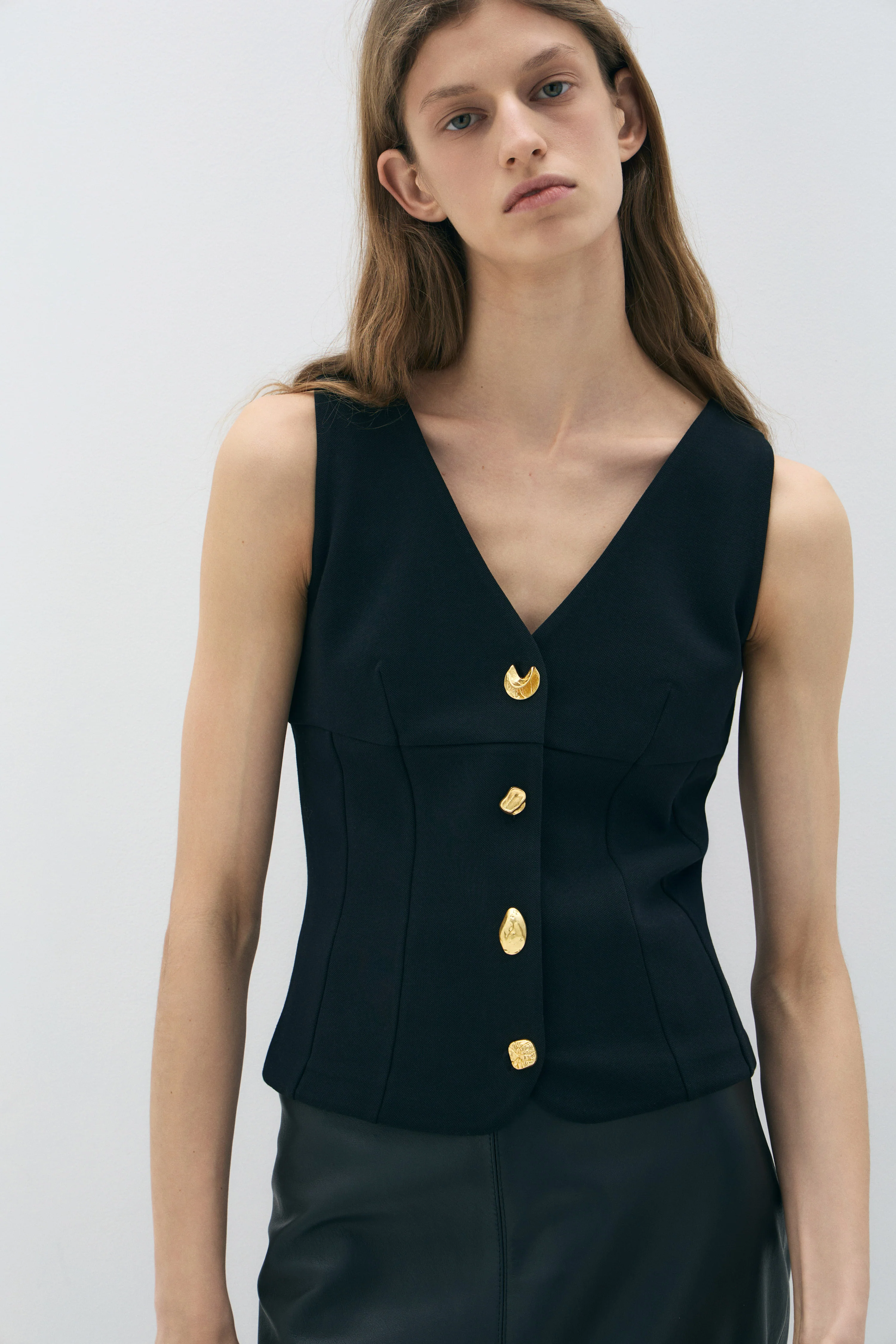 FITTED METAL-BUTTON COTTON WAISTCOAT - Image 3