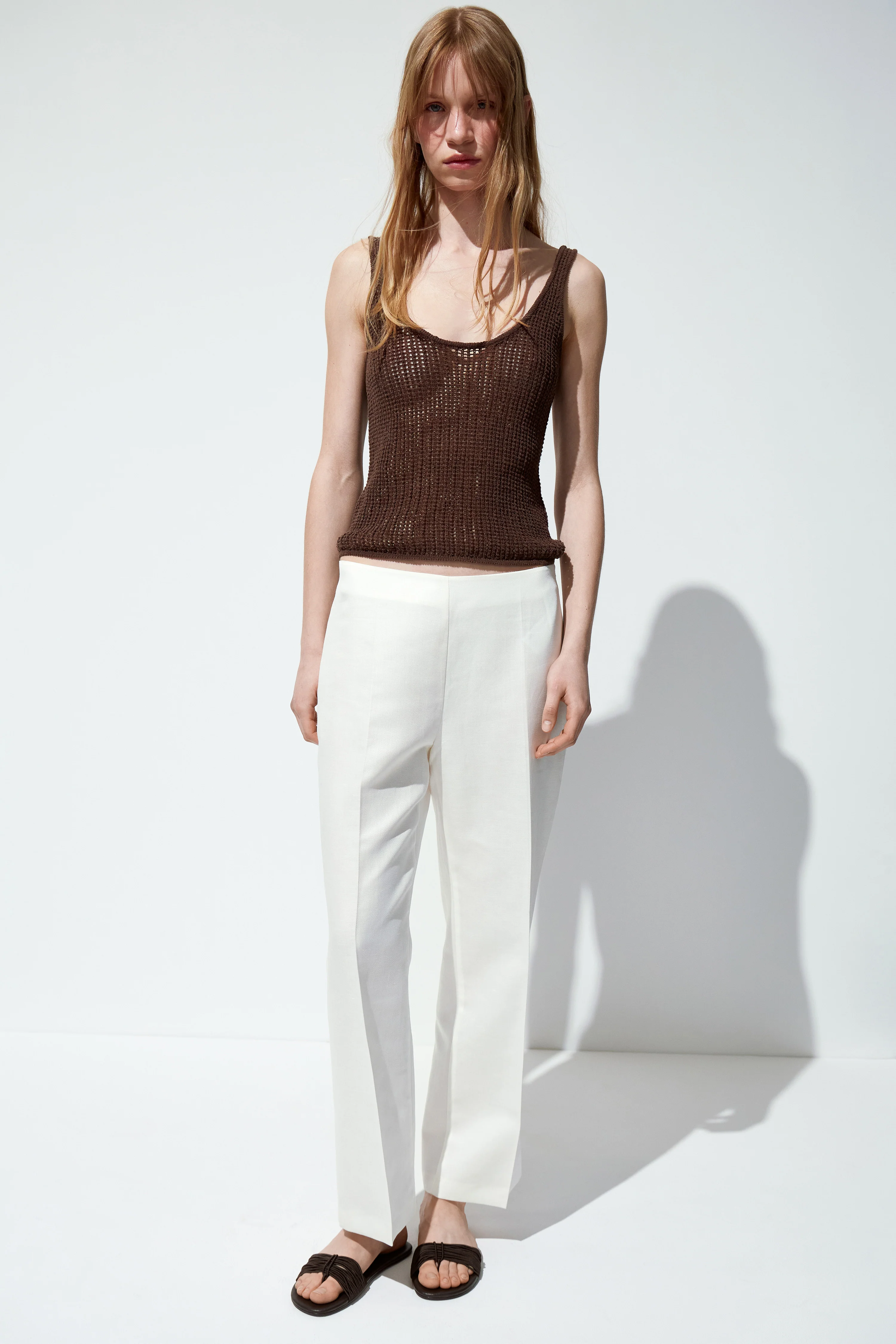 FLARED LINEN-COTTON TROUSERS - Image 2