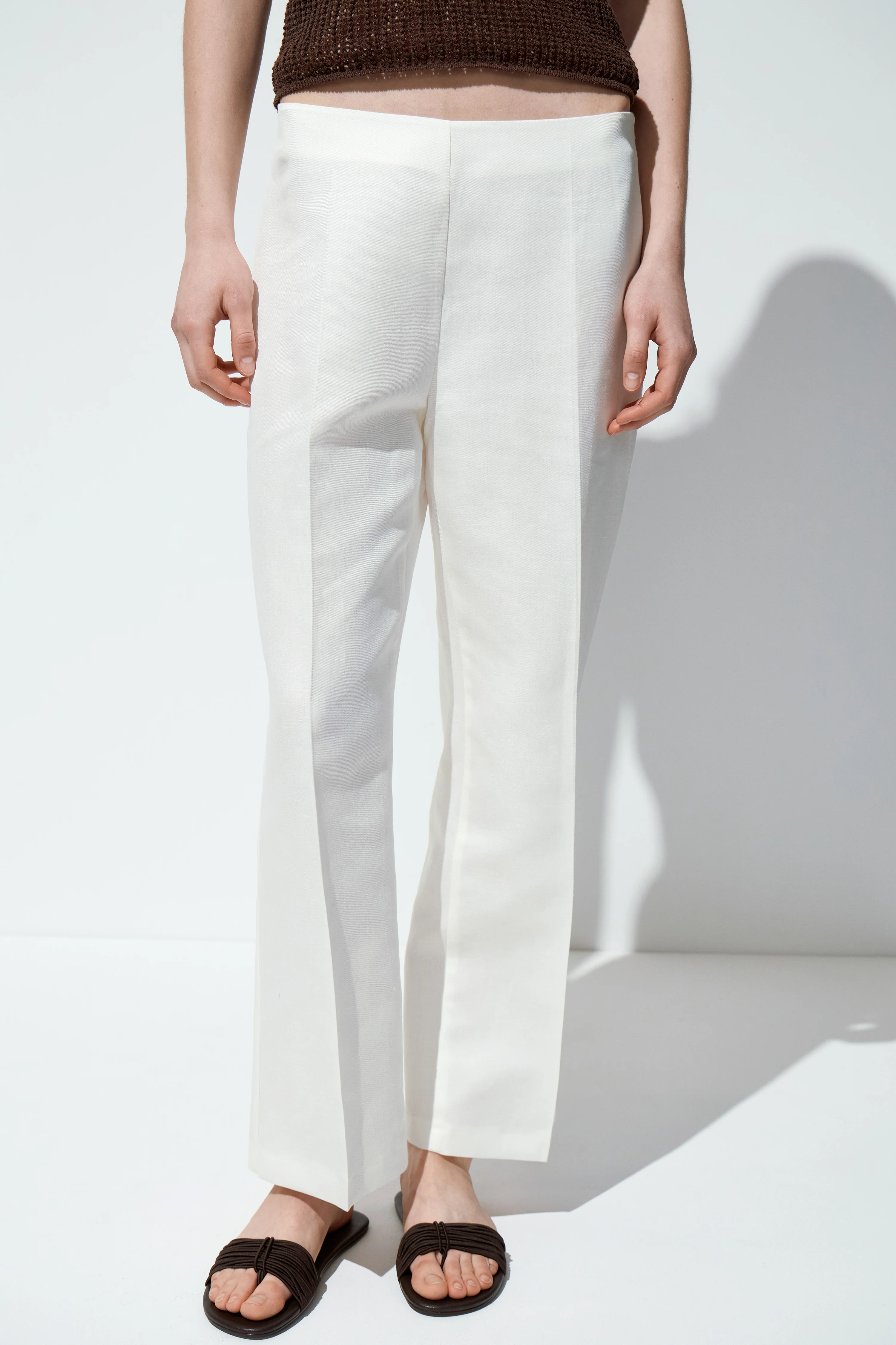 FLARED LINEN-COTTON TROUSERS - Image 3