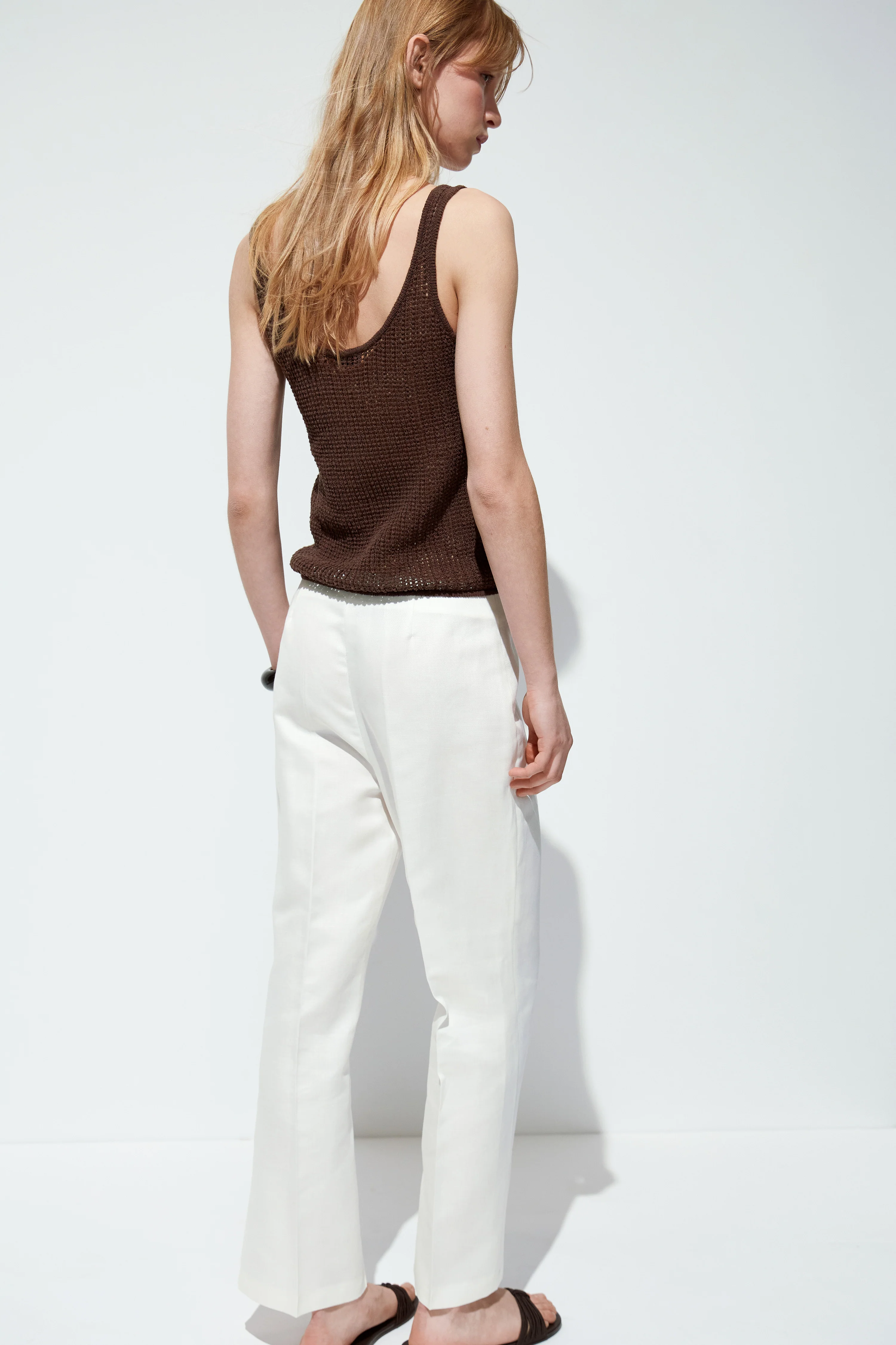 FLARED LINEN-COTTON TROUSERS - Image 4