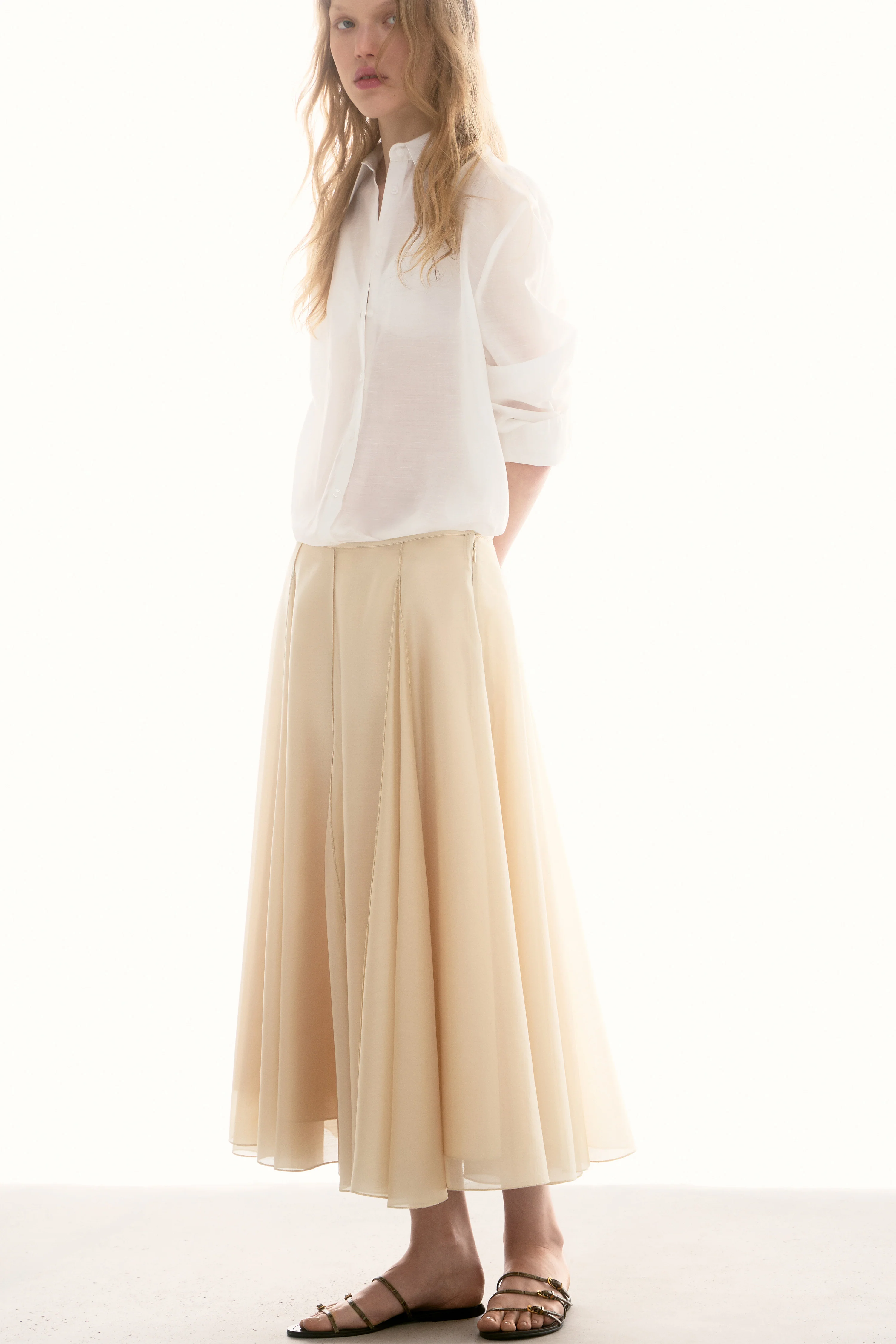 FLARED LYOCELL-BLEND SKIRT