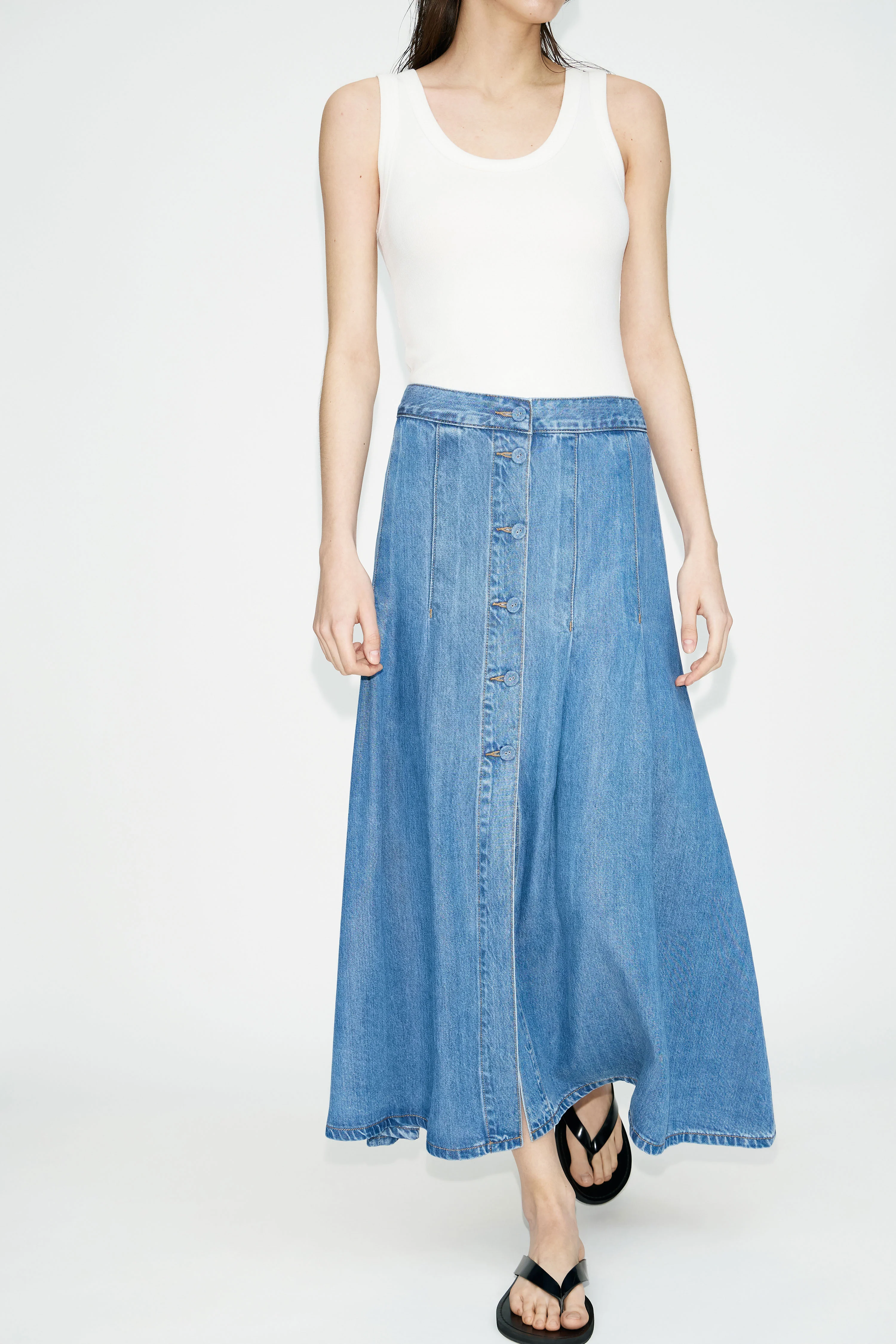 FLARED LYOCELL DENIM SKIRT - Image 2