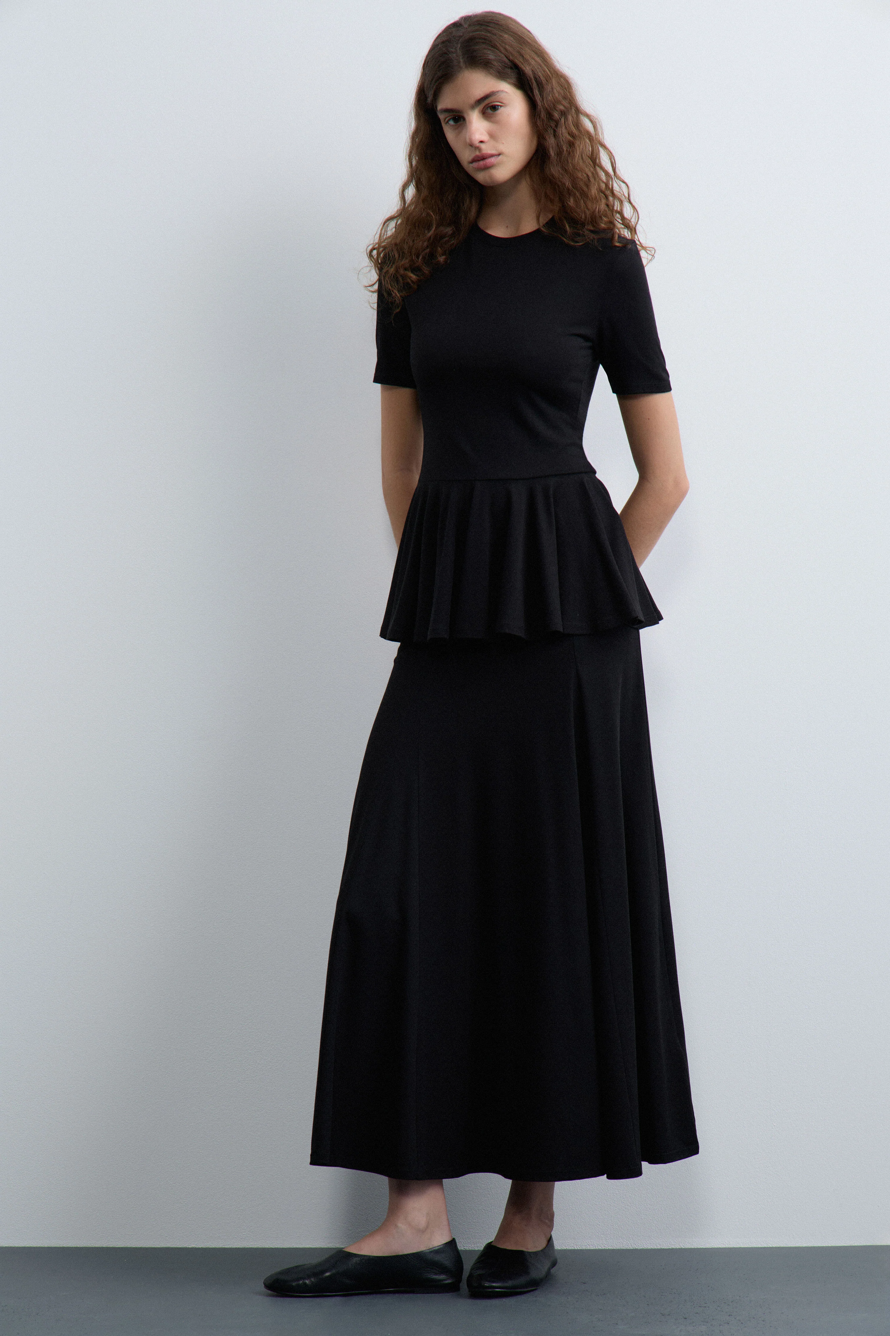 FLARED JERSEY MAXI SKIRT