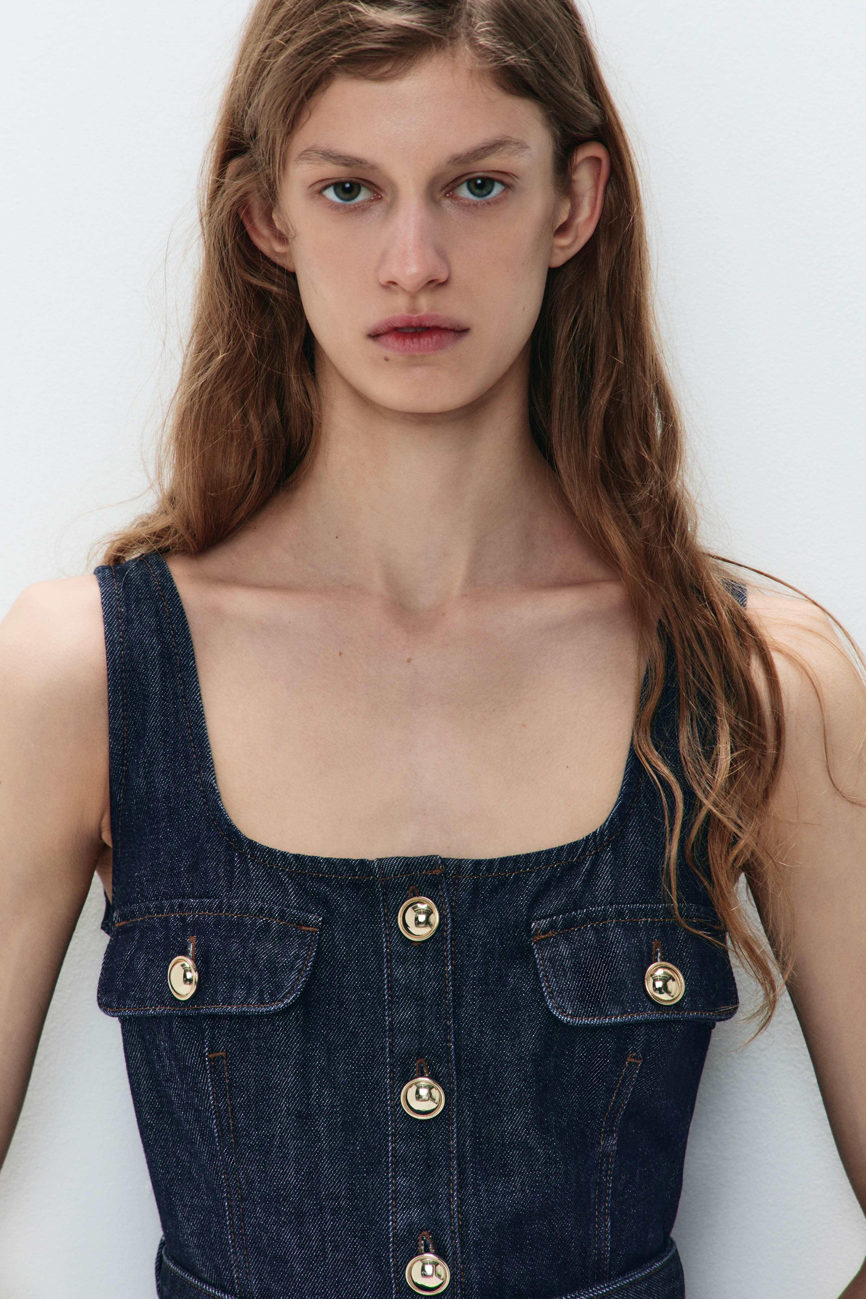 FLARED-SKIRT DENIM DRESS - Image 2