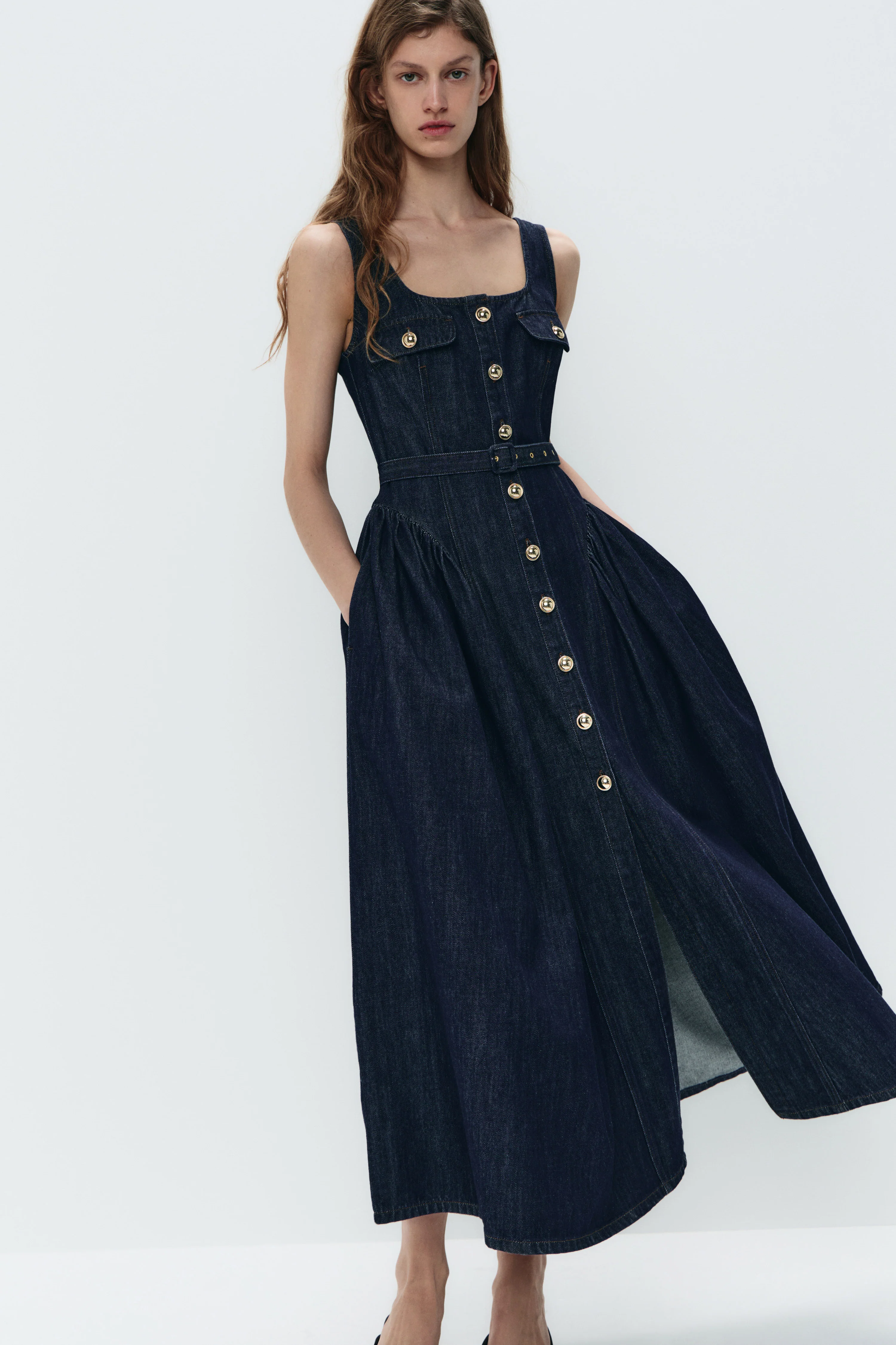FLARED-SKIRT DENIM DRESS - Image 3