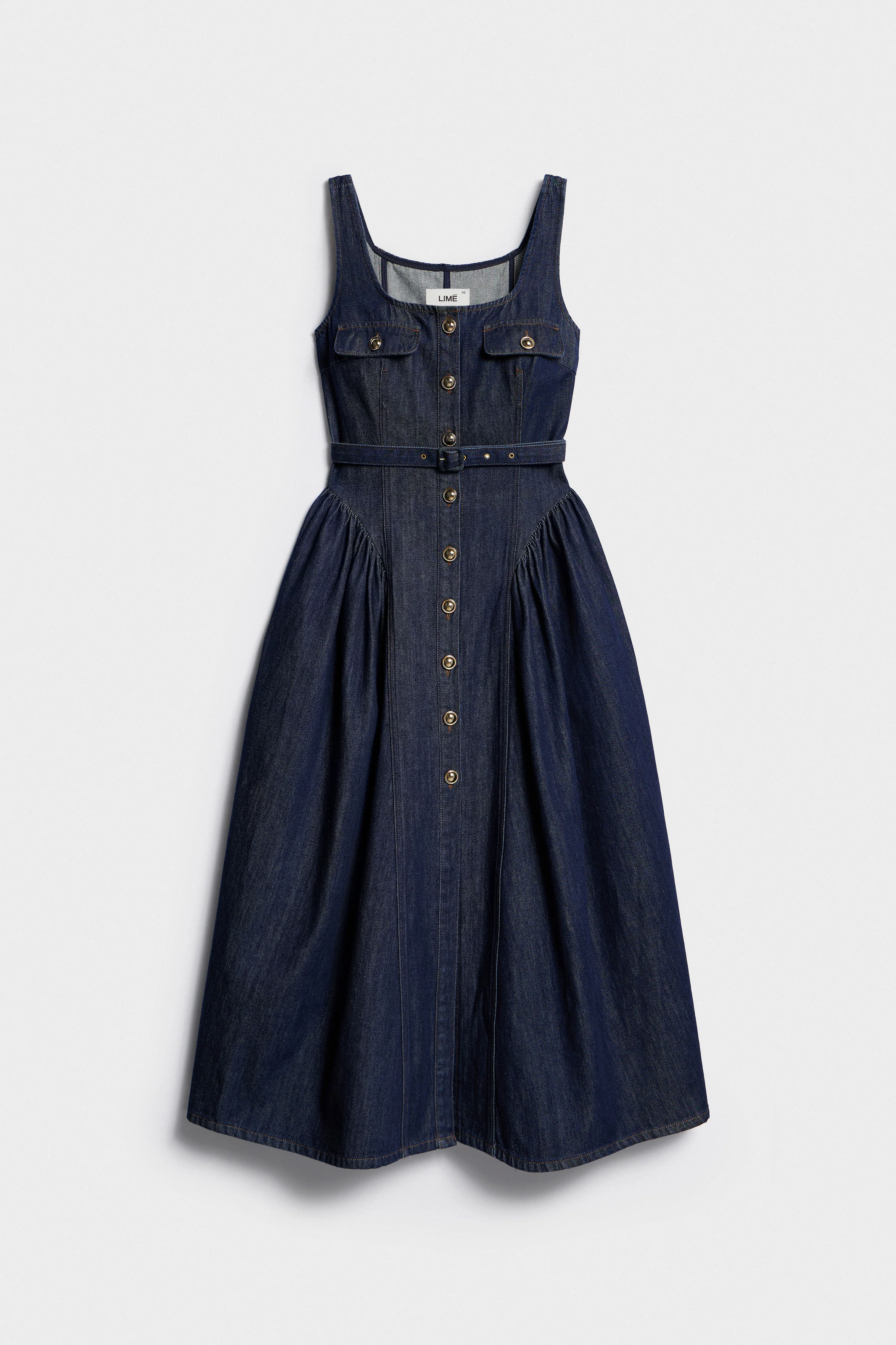 FLARED-SKIRT DENIM DRESS - Image 6