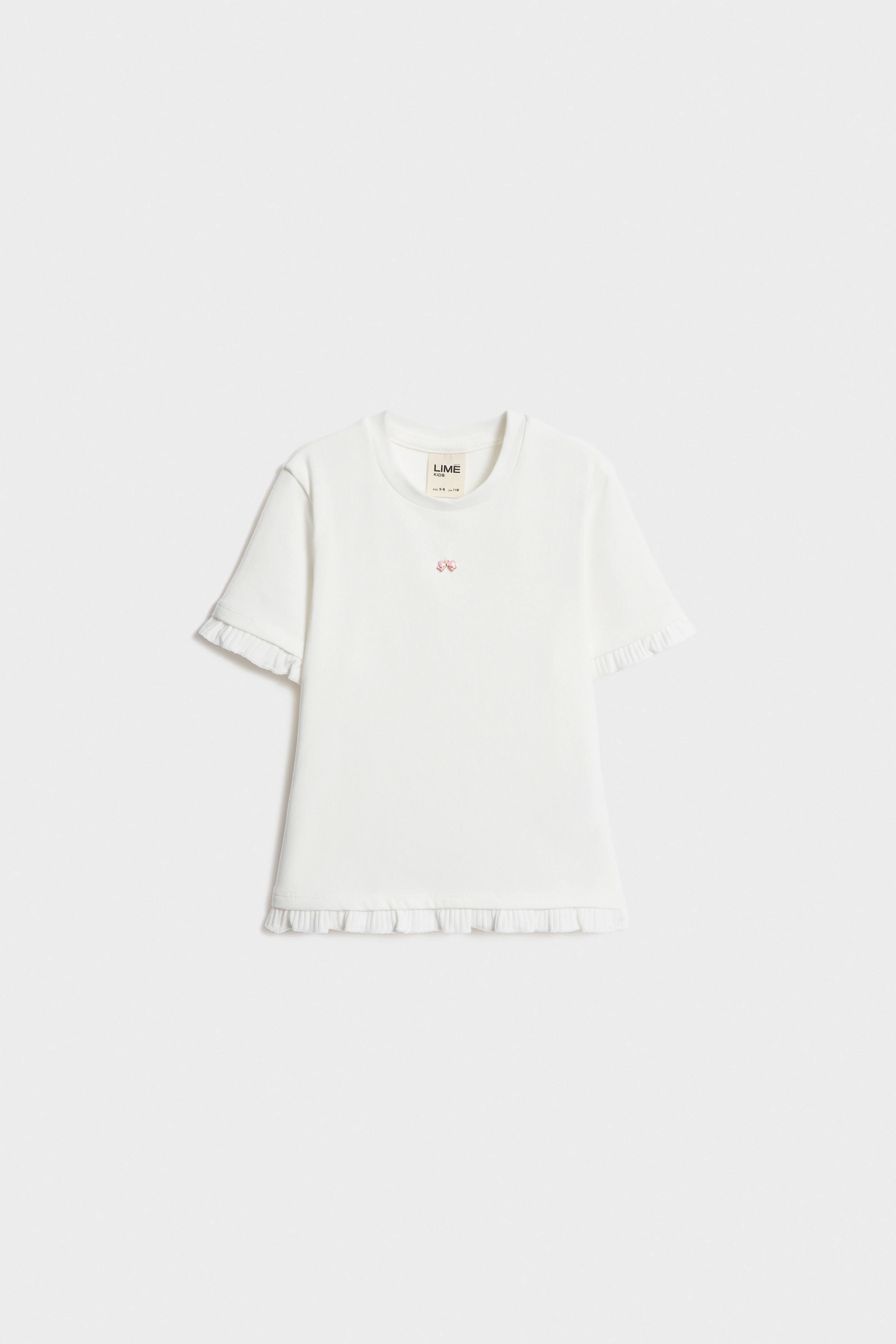 FRILL-TRIM T-SHIRT WITH PENDANT
