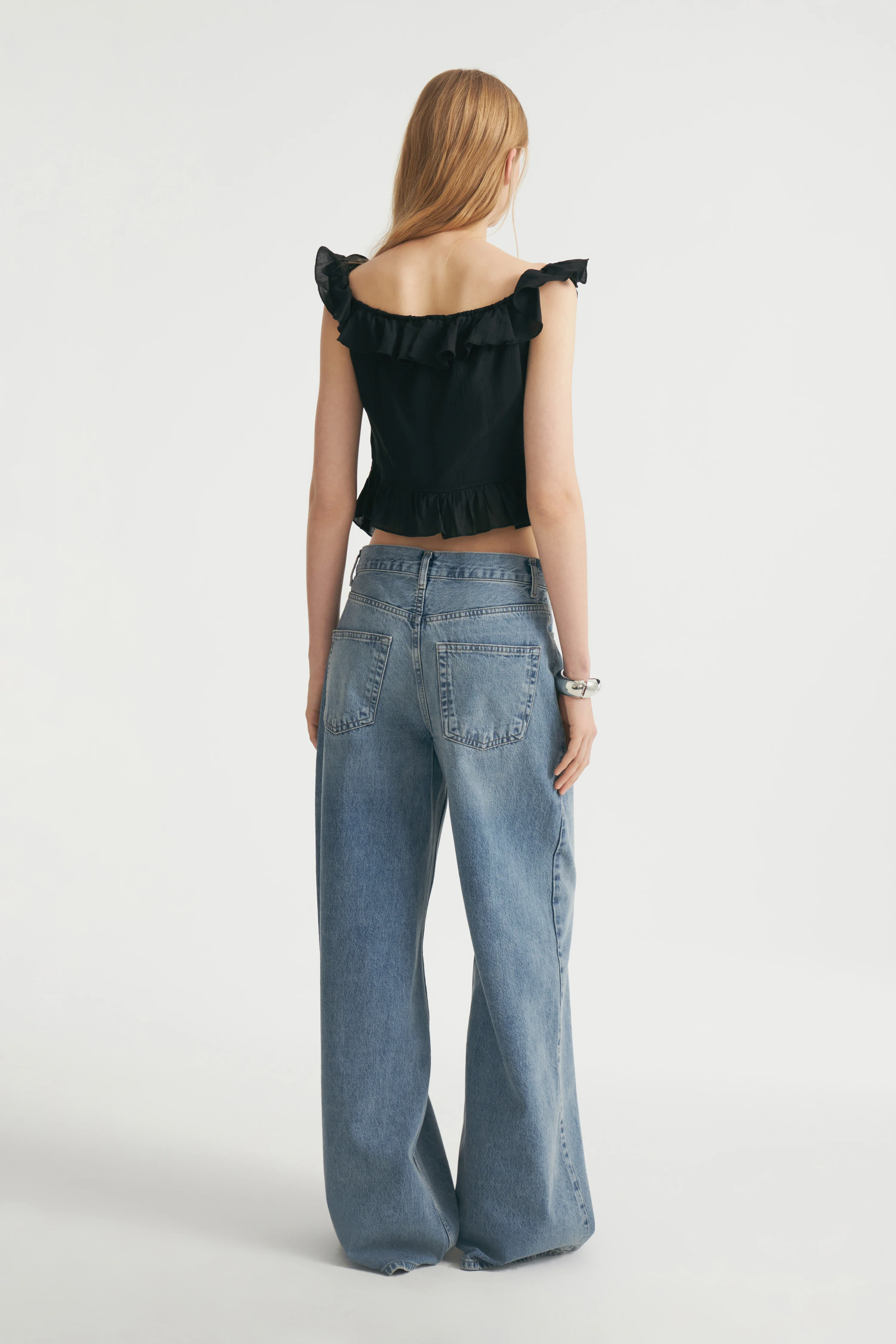 FRILL-TRIMMED VISCOSE TOP - Image 4