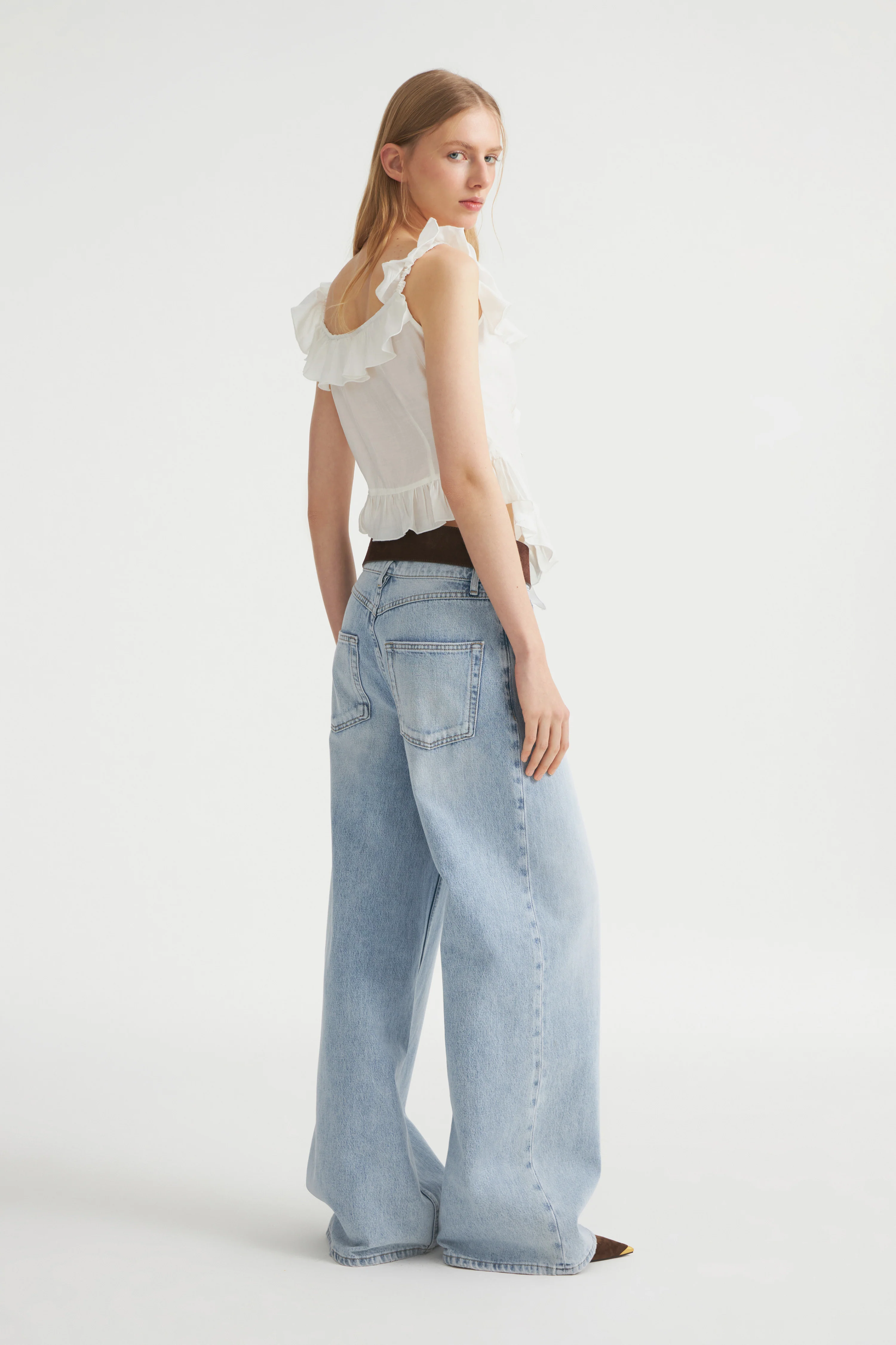 FRILL-TRIMMED VISCOSE TOP - Image 4