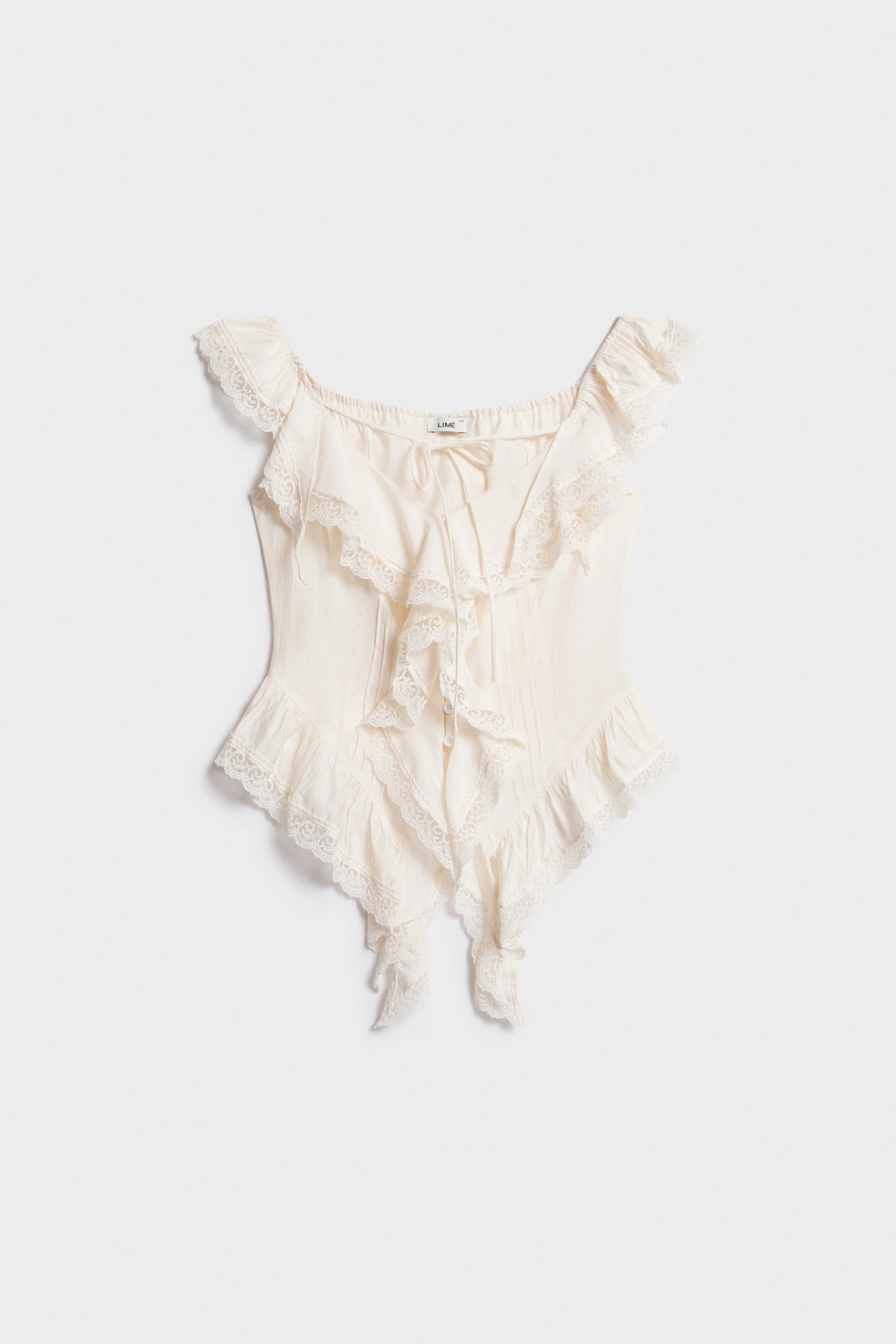 FRILL-TRIMMED VISCOSE TOP - Image 4