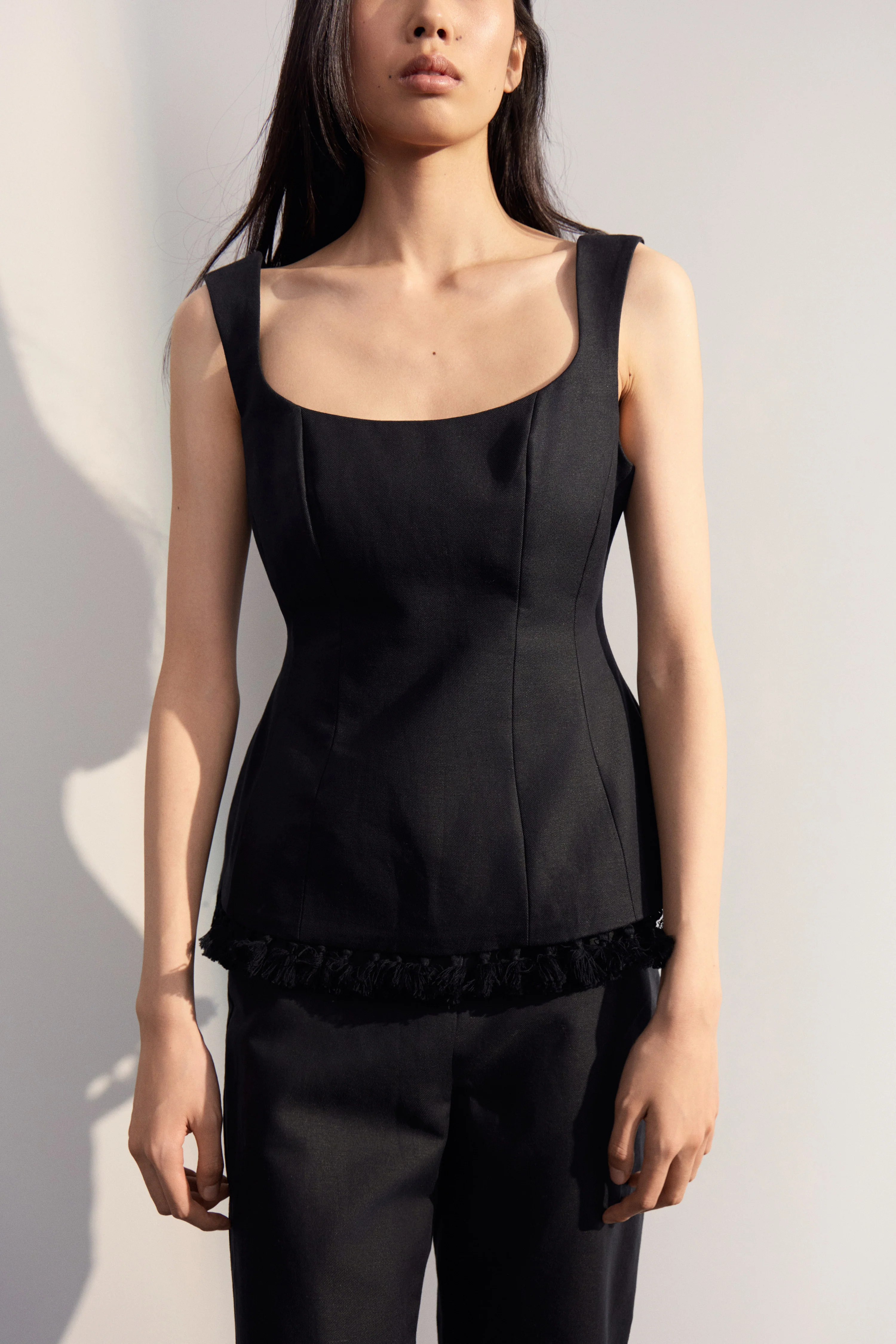 FRINGED LINEN-COTTON TOP - Image 3