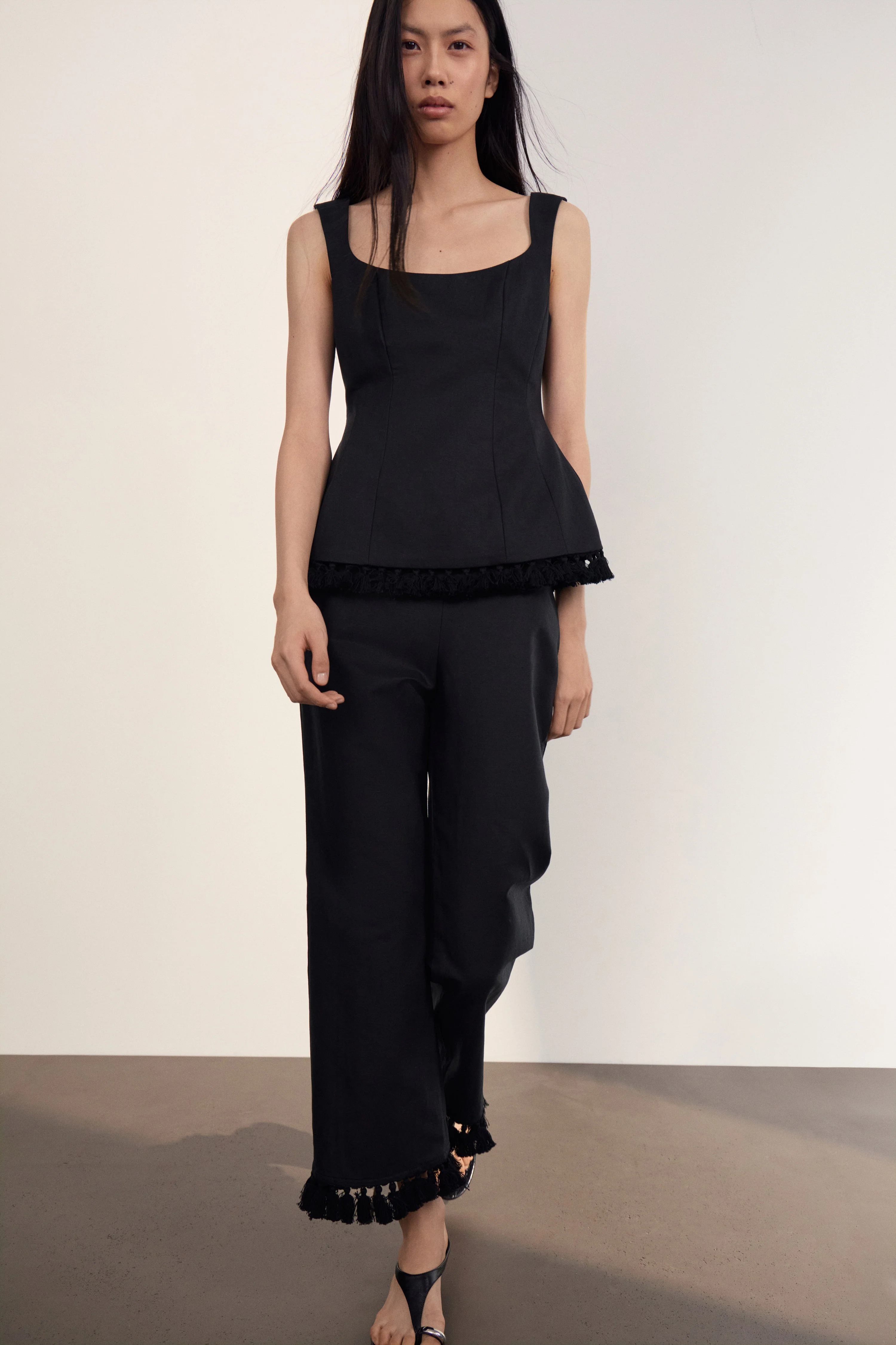 FRINGED LINEN-COTTON TROUSERS - Image 5