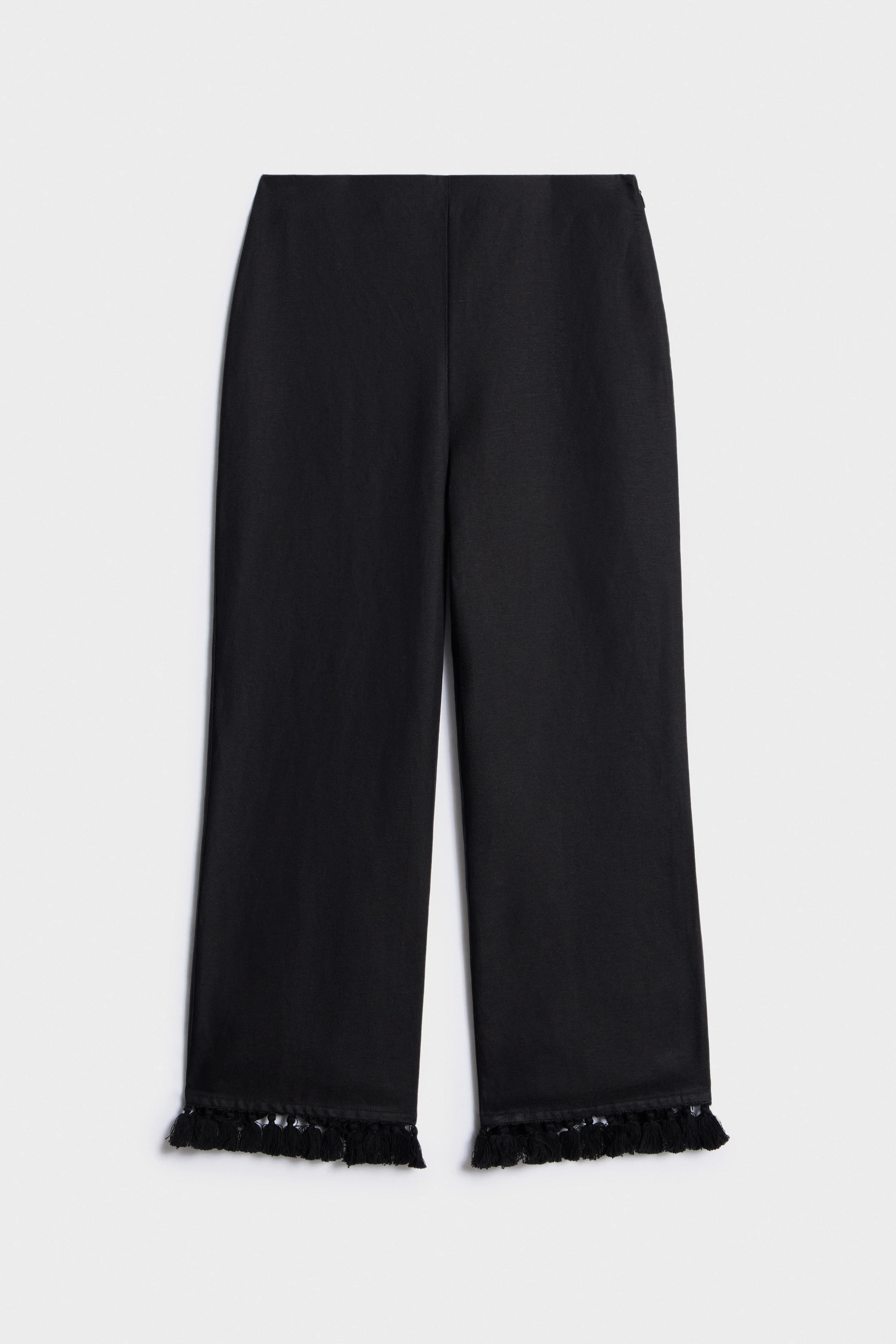 FRINGED LINEN-COTTON TROUSERS - Image 7