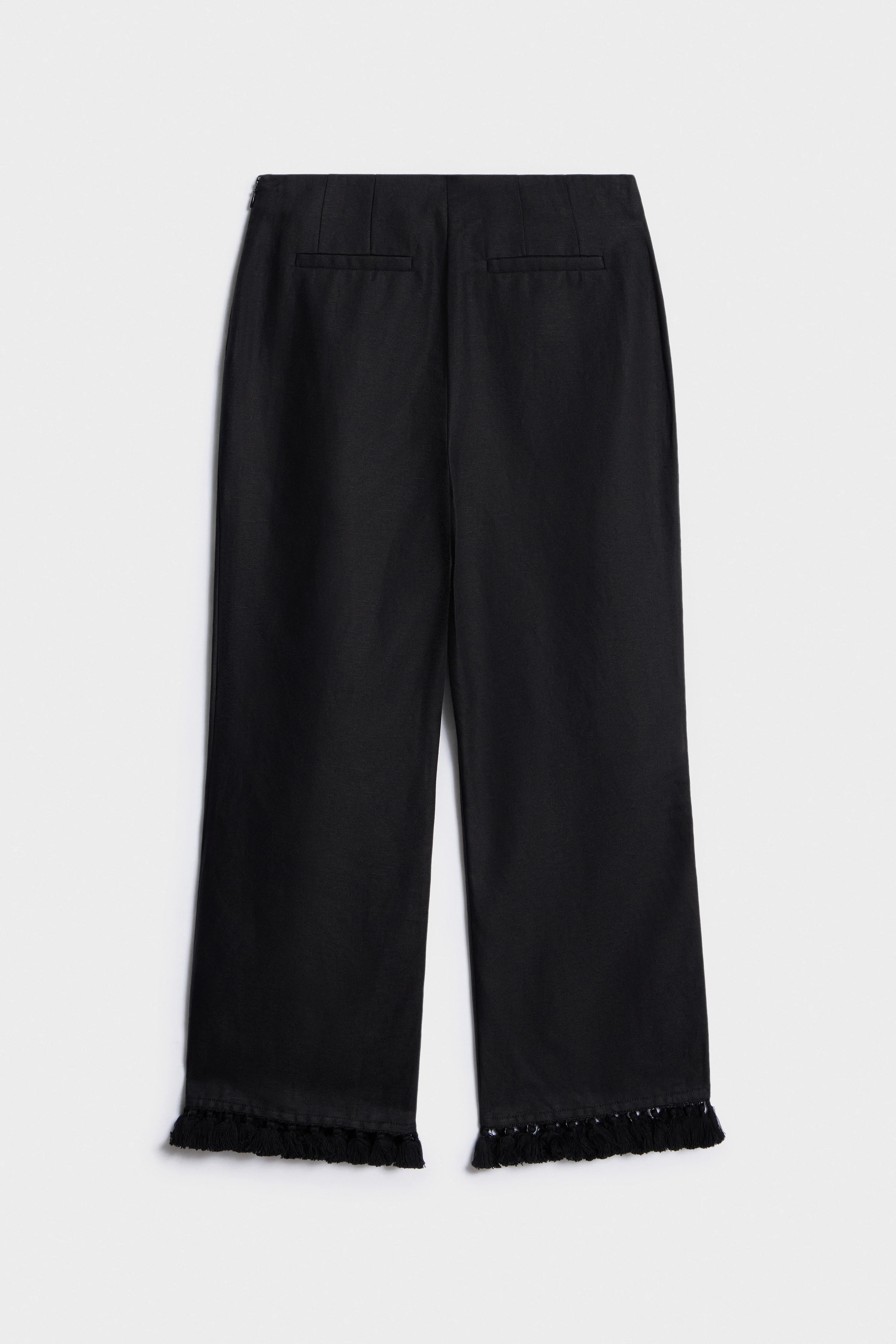 FRINGED LINEN-COTTON TROUSERS - Image 8