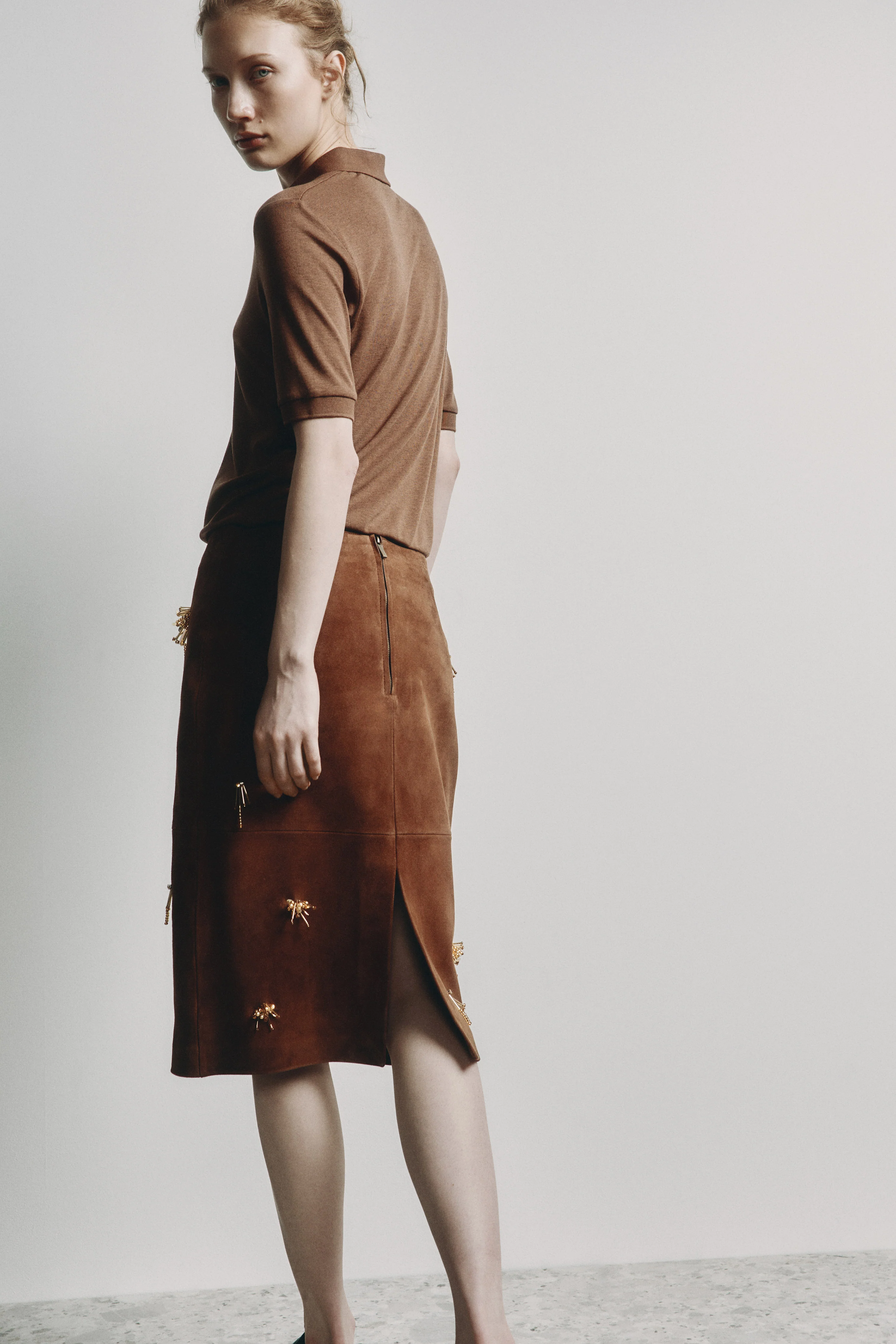 HANDMADE EMBROIDERY SUEDE SKIRT - Image 4