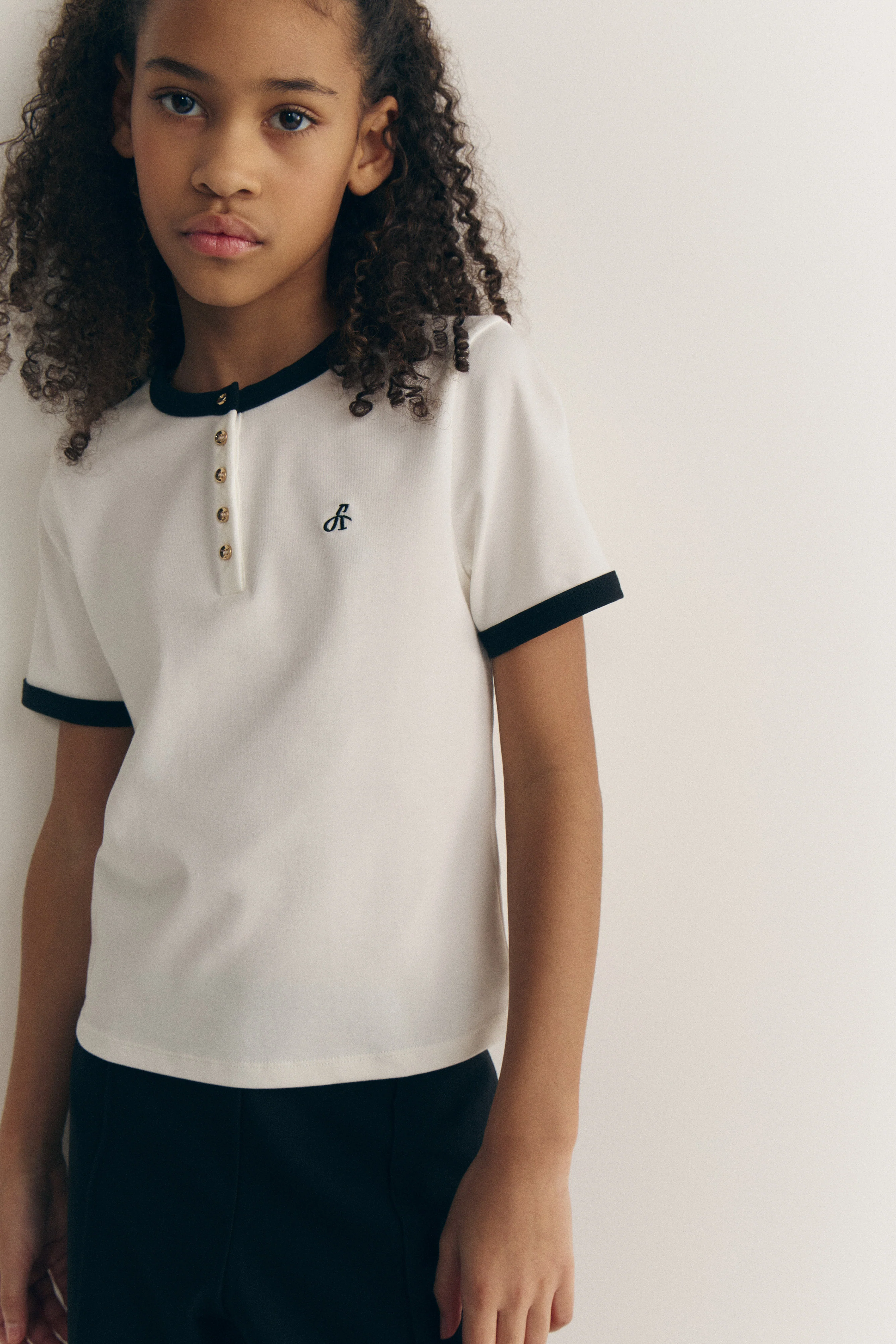 HENLEY-STYLE JERSEY T-SHIRT