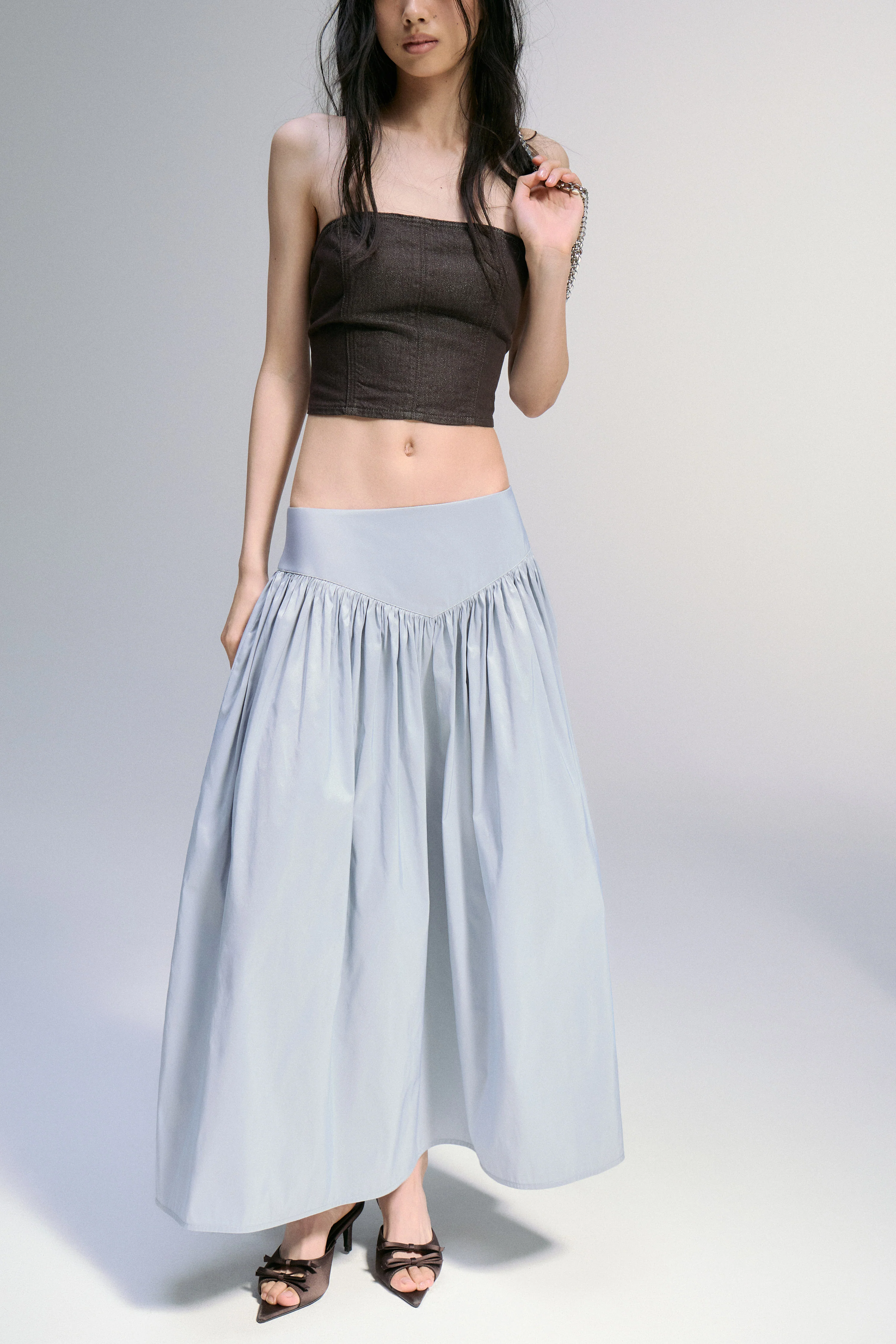 HIGH WAIST SATIN SKIRT - Image 3