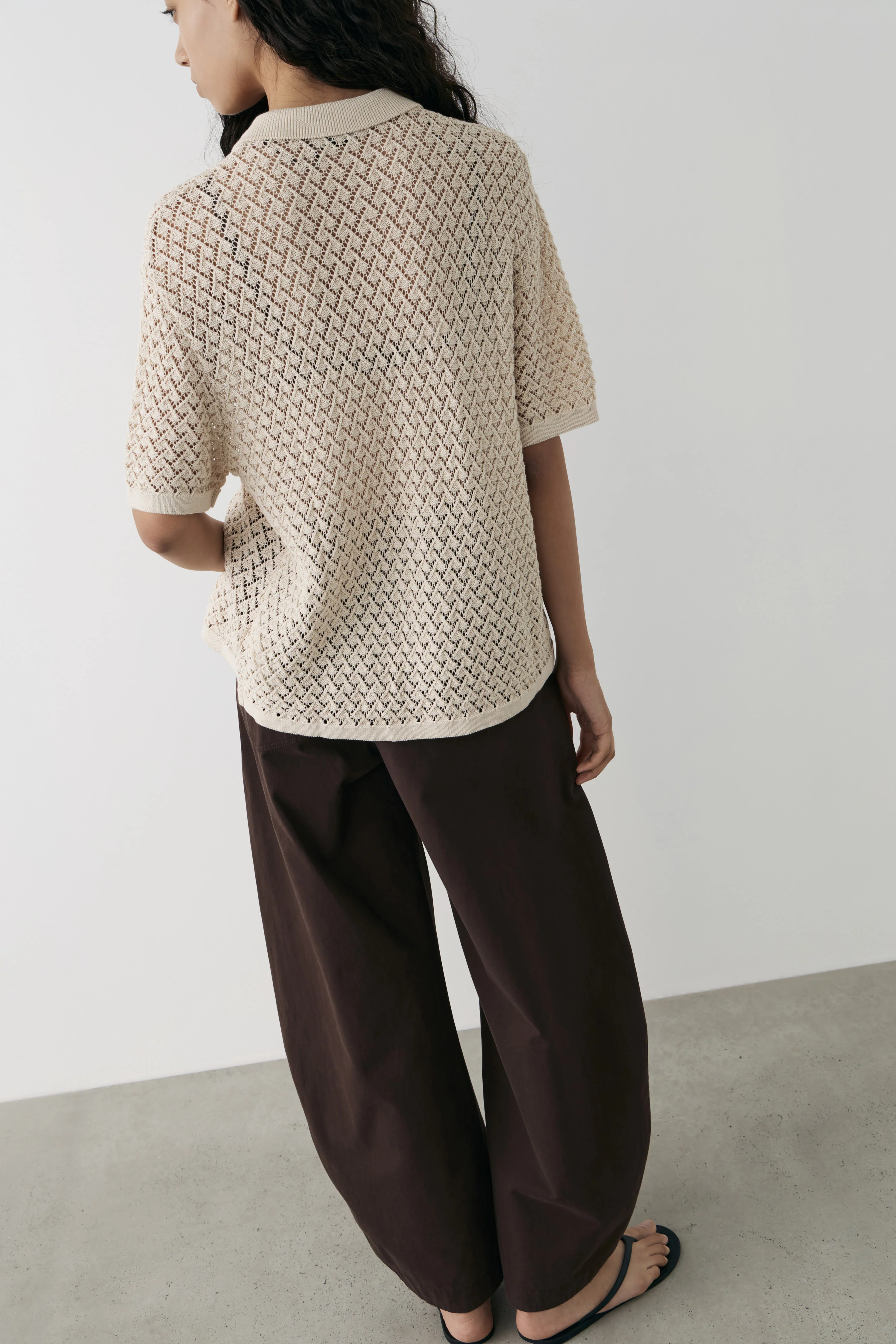 HOLE-KNIT COTTON BLEND CARDIGAN - Image 4