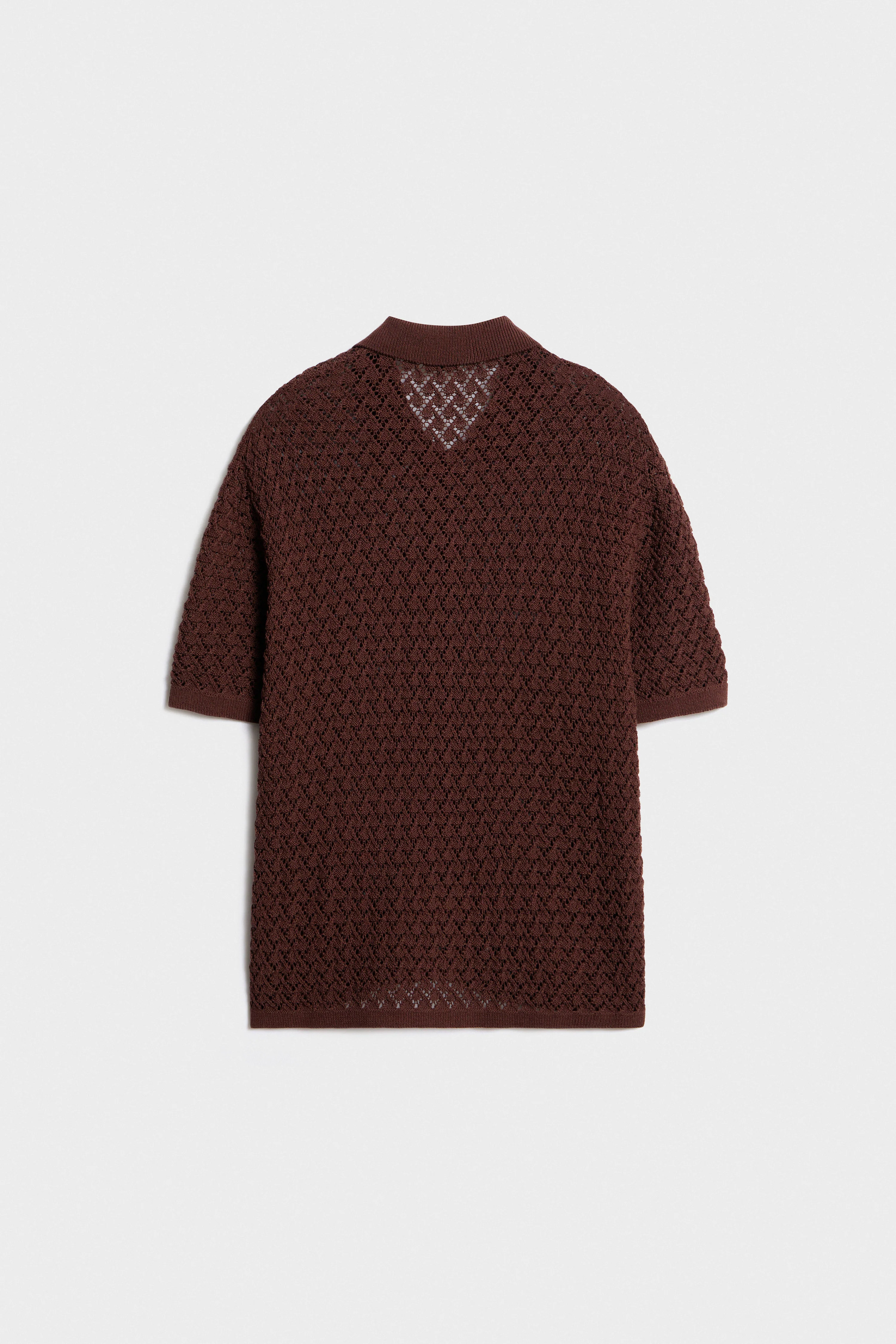 HOLE-KNIT COTTON BLEND CARDIGAN - Image 5