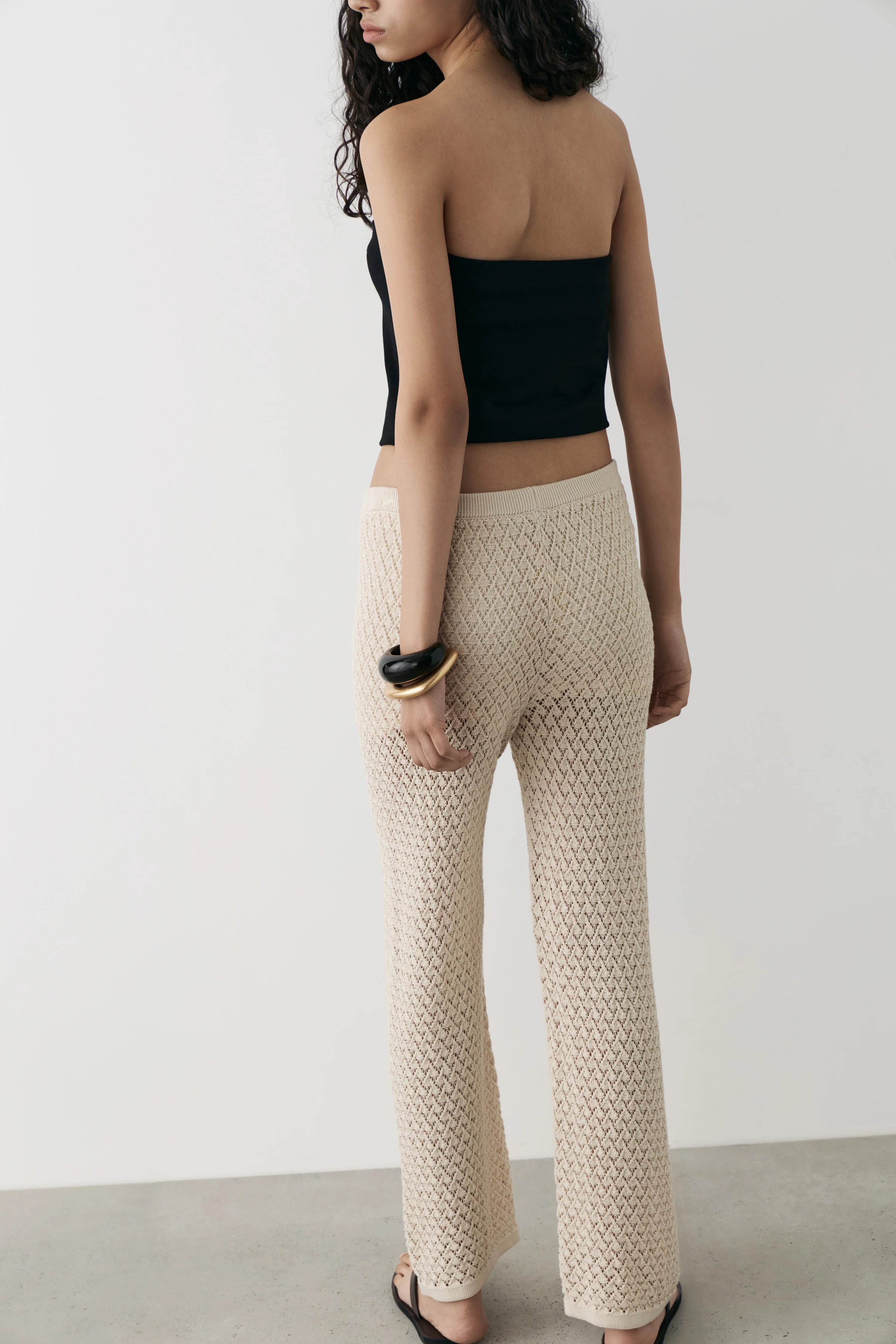 HOLE-KNIT COTTON BLEND TROUSERS - Image 3
