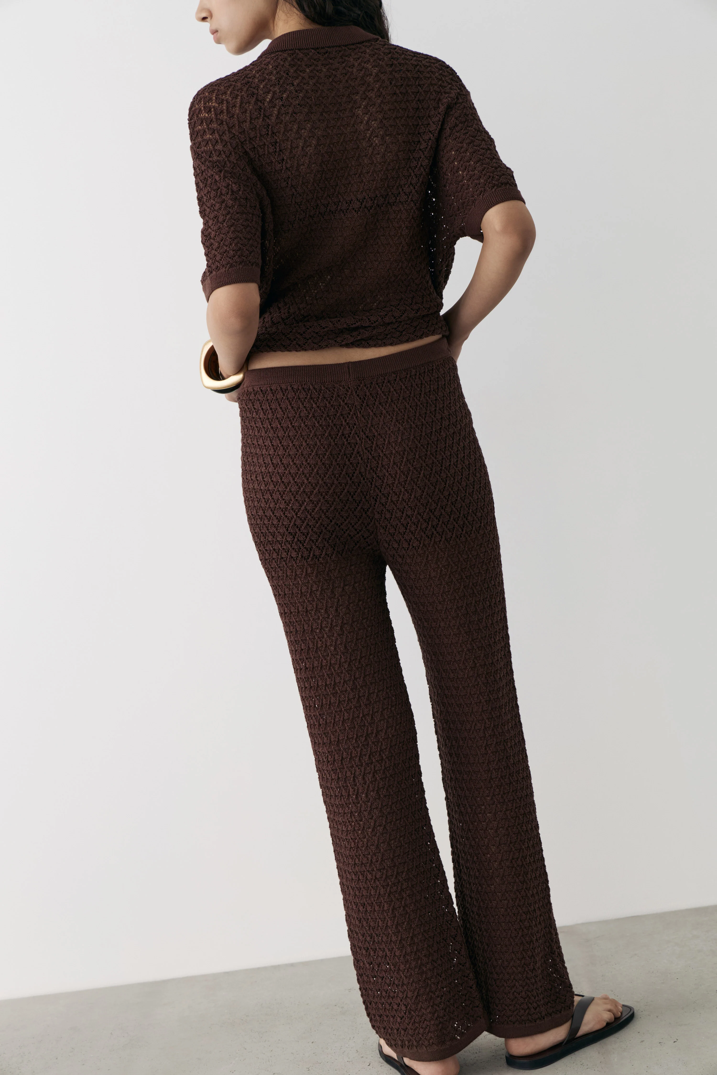 HOLE-KNIT COTTON BLEND TROUSERS - Image 3
