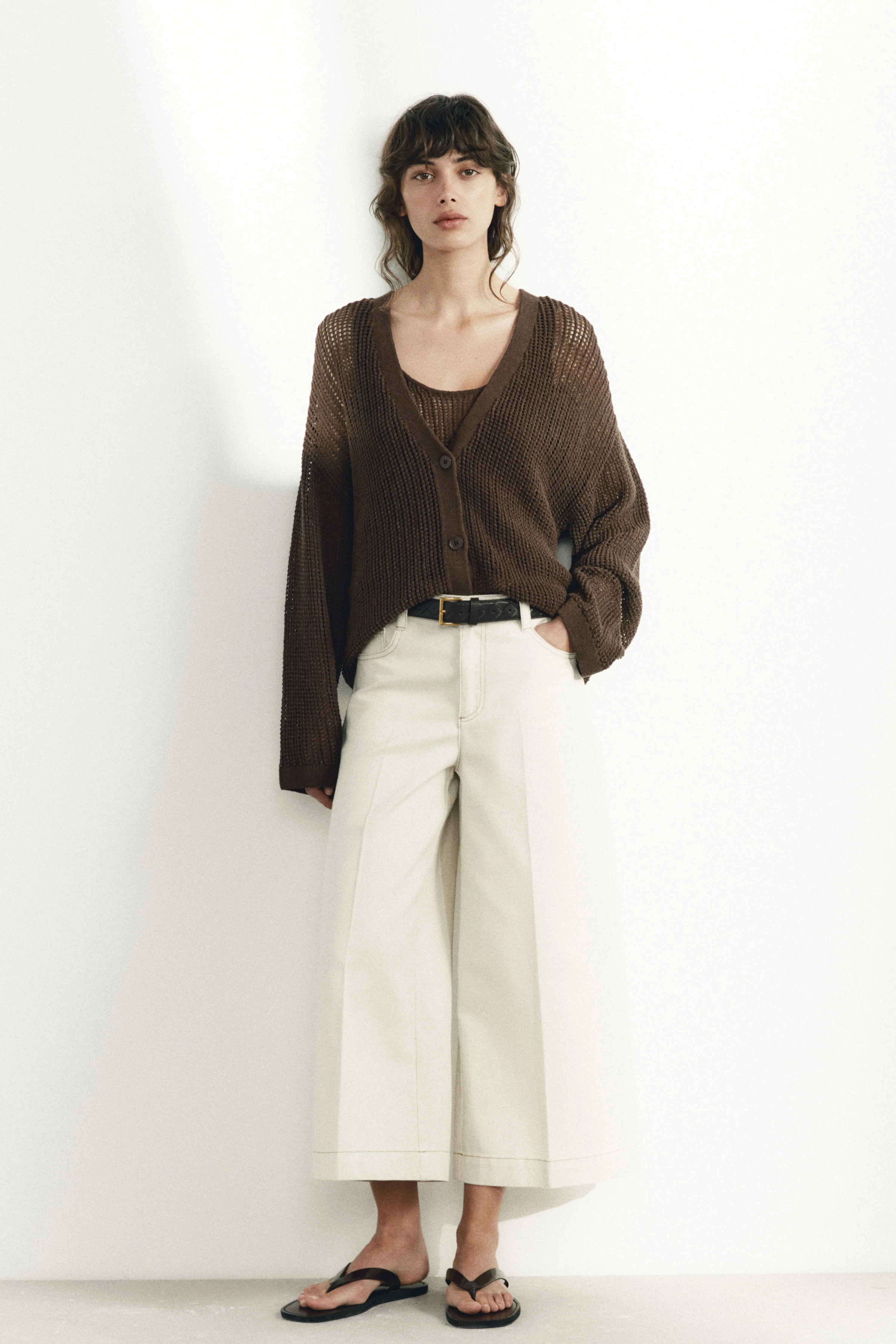 HOLE-KNIT COTTON-LINEN CARDIGAN - Image 4