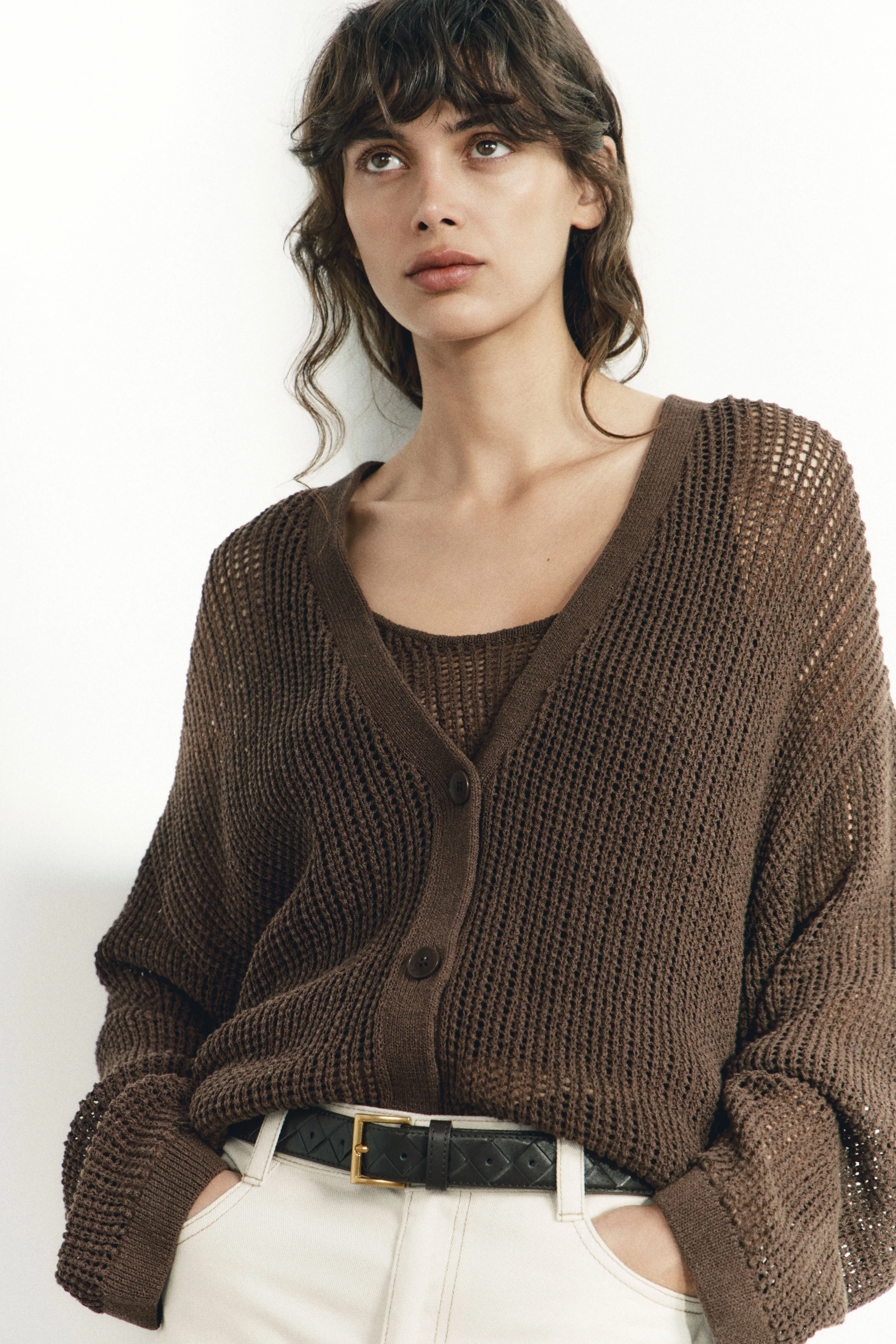 HOLE-KNIT COTTON-LINEN CARDIGAN - Image 5