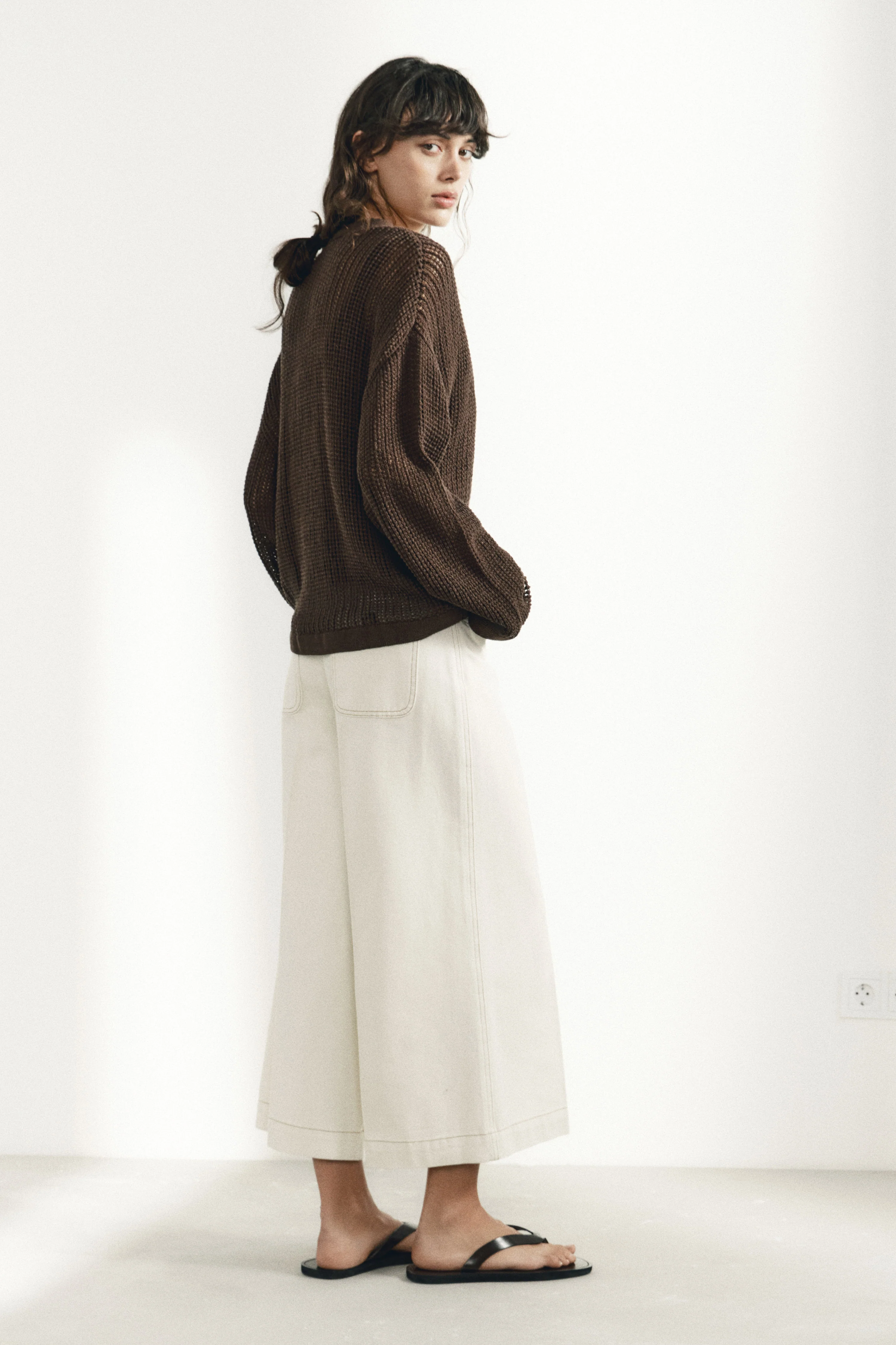 HOLE-KNIT COTTON-LINEN CARDIGAN - Image 6