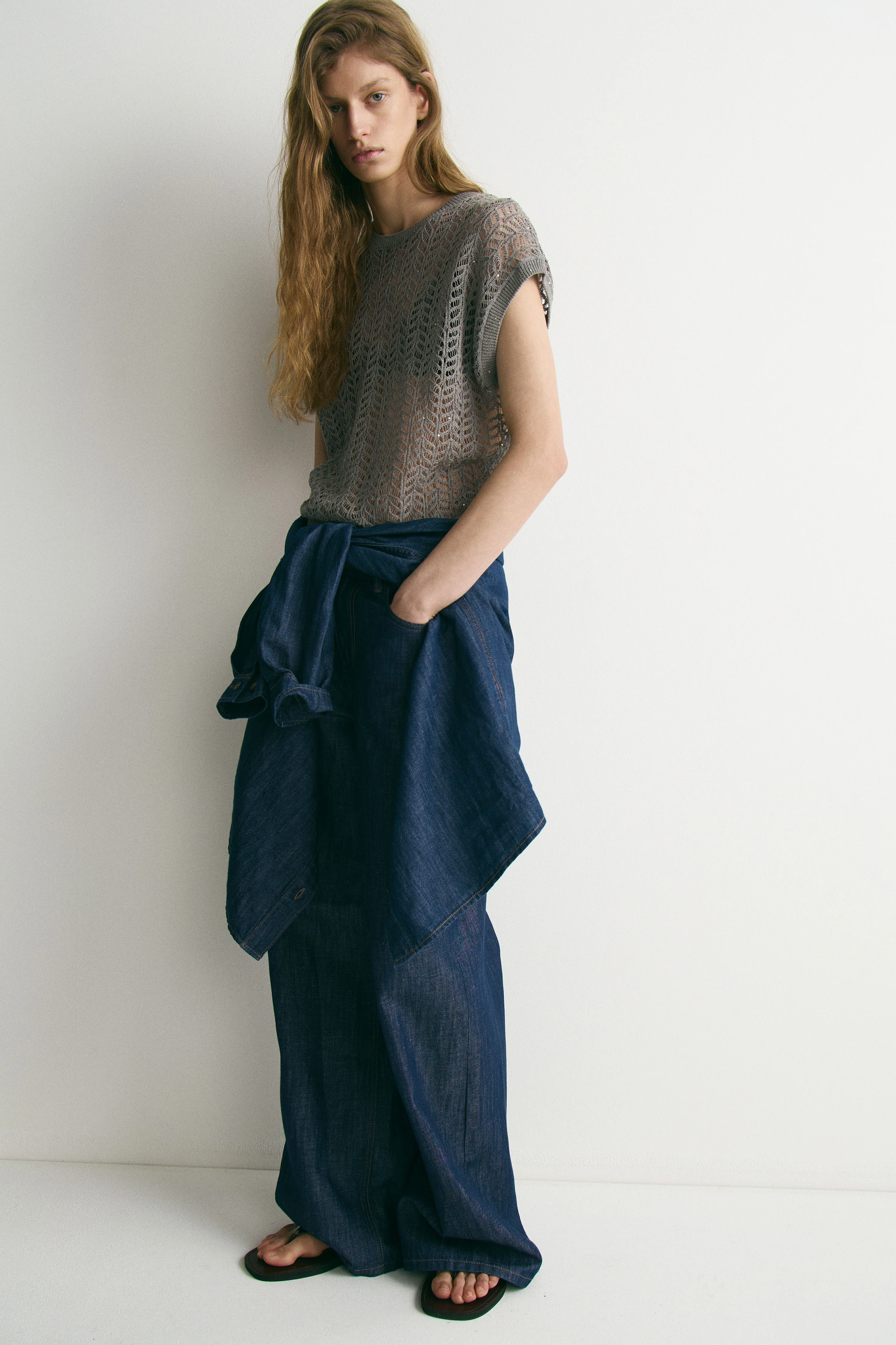 HOLE-KNIT COTTON-LINEN SWEATER - Image 2