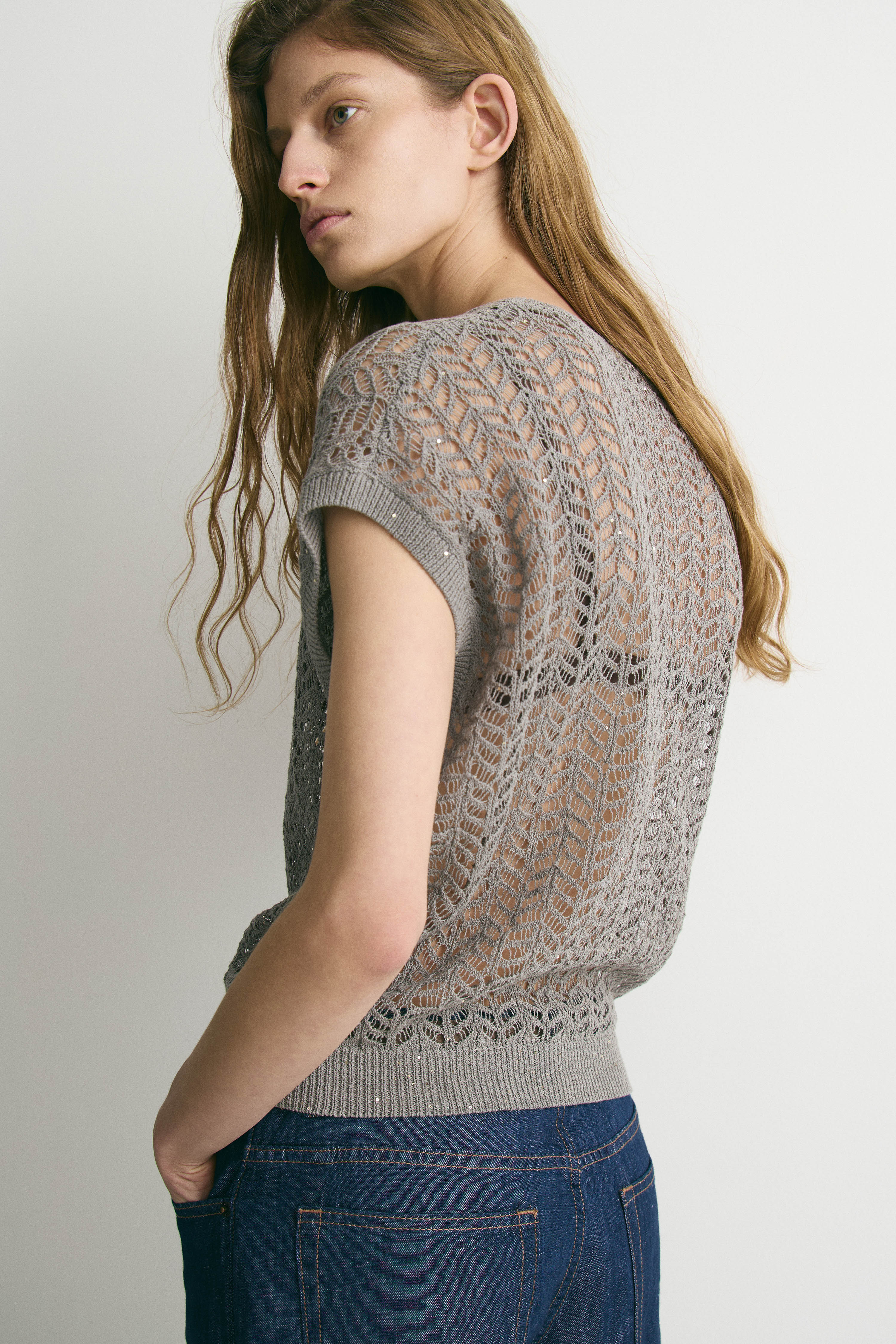 HOLE-KNIT COTTON-LINEN SWEATER - Image 3