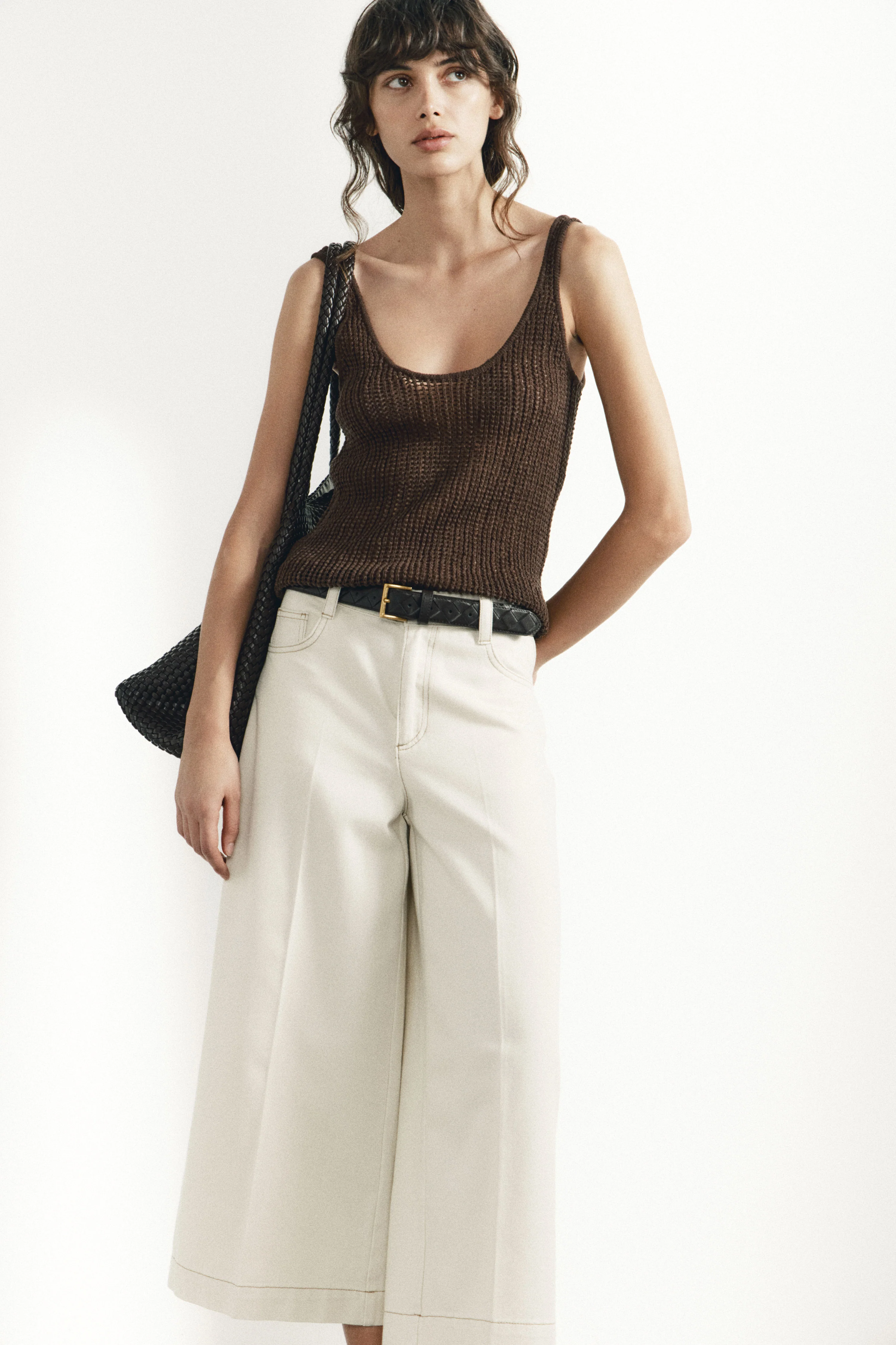 HOLE-KNIT COTTON-LINEN TOP - Image 3