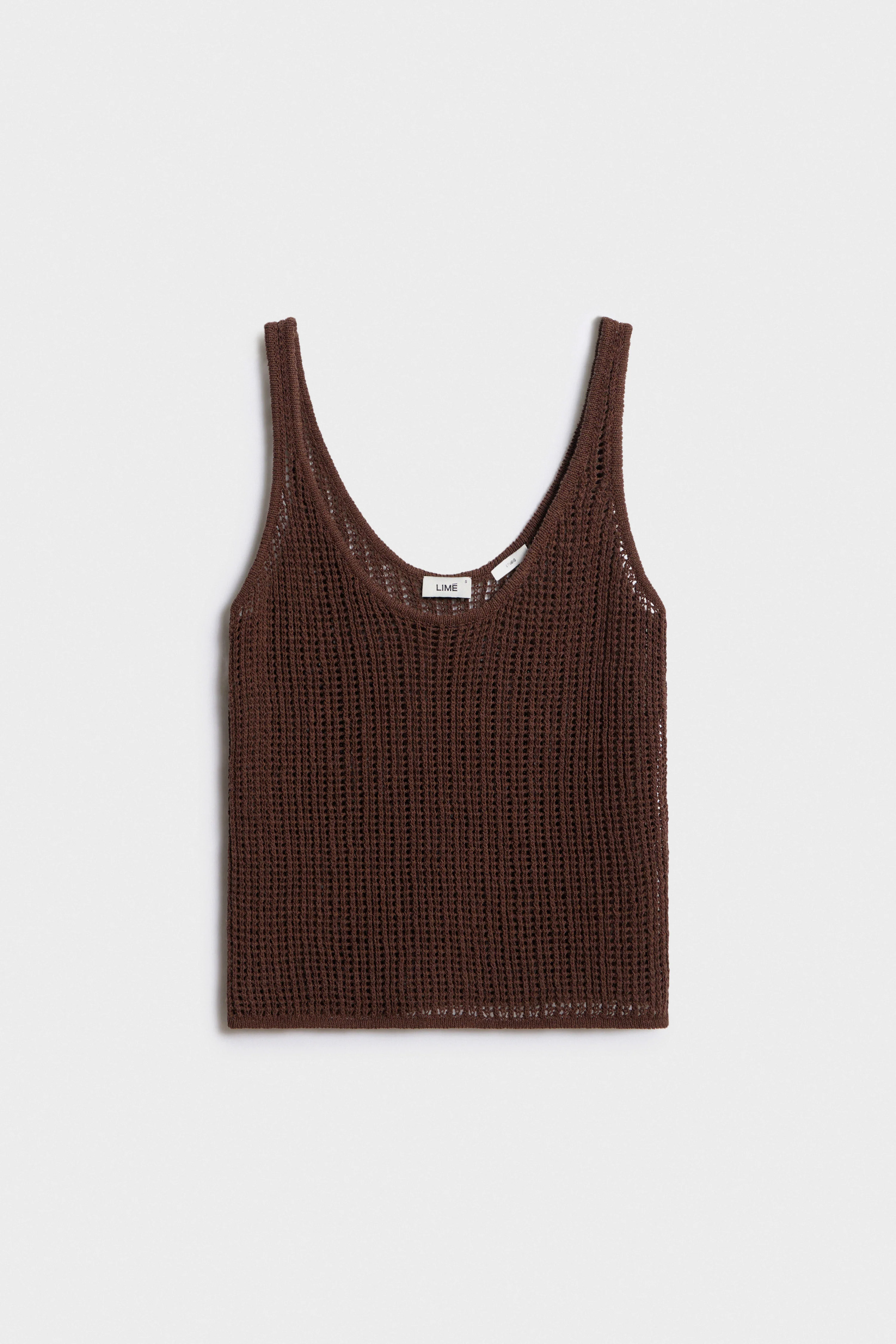 HOLE-KNIT COTTON-LINEN TOP - Image 4