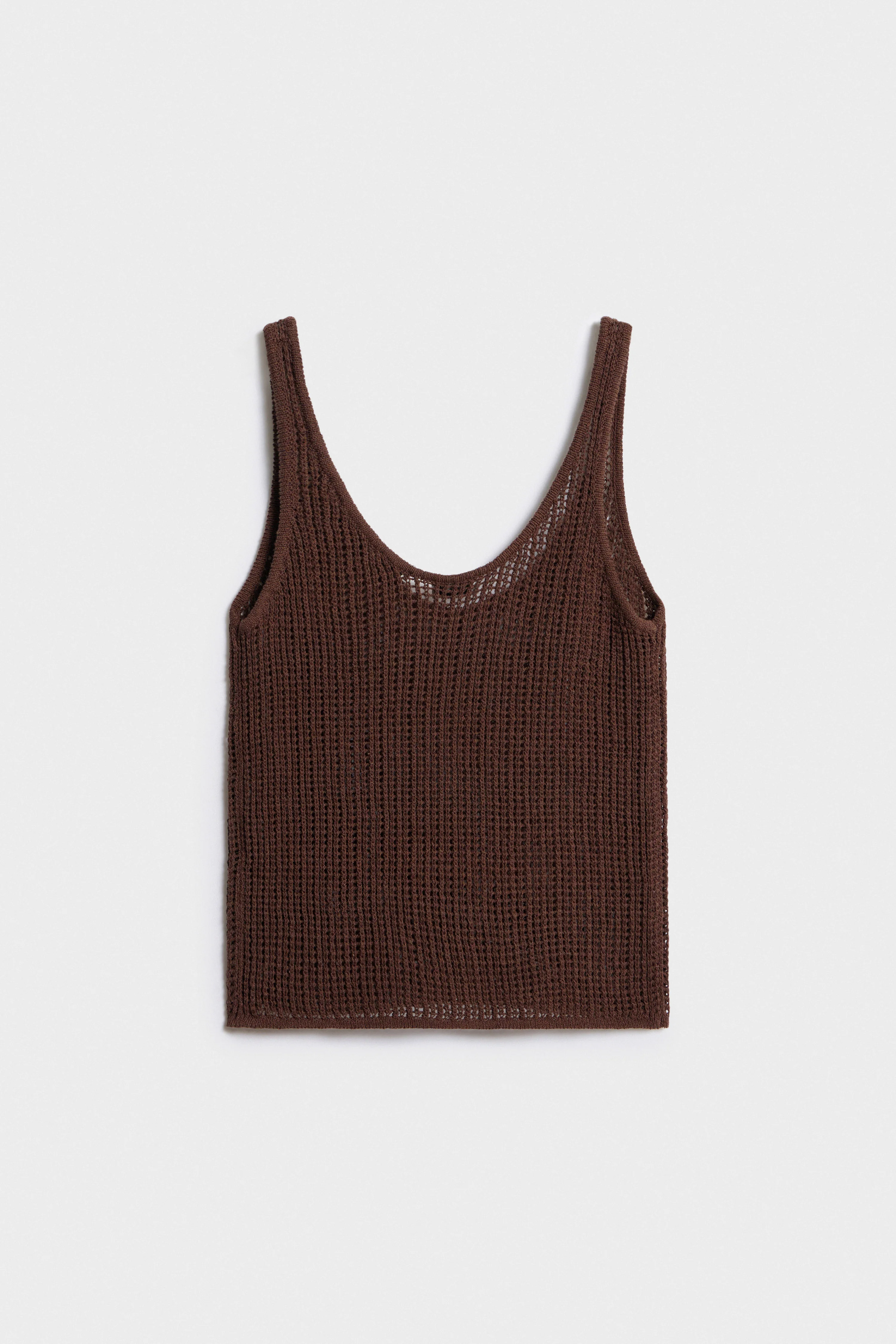 HOLE-KNIT COTTON-LINEN TOP - Image 5