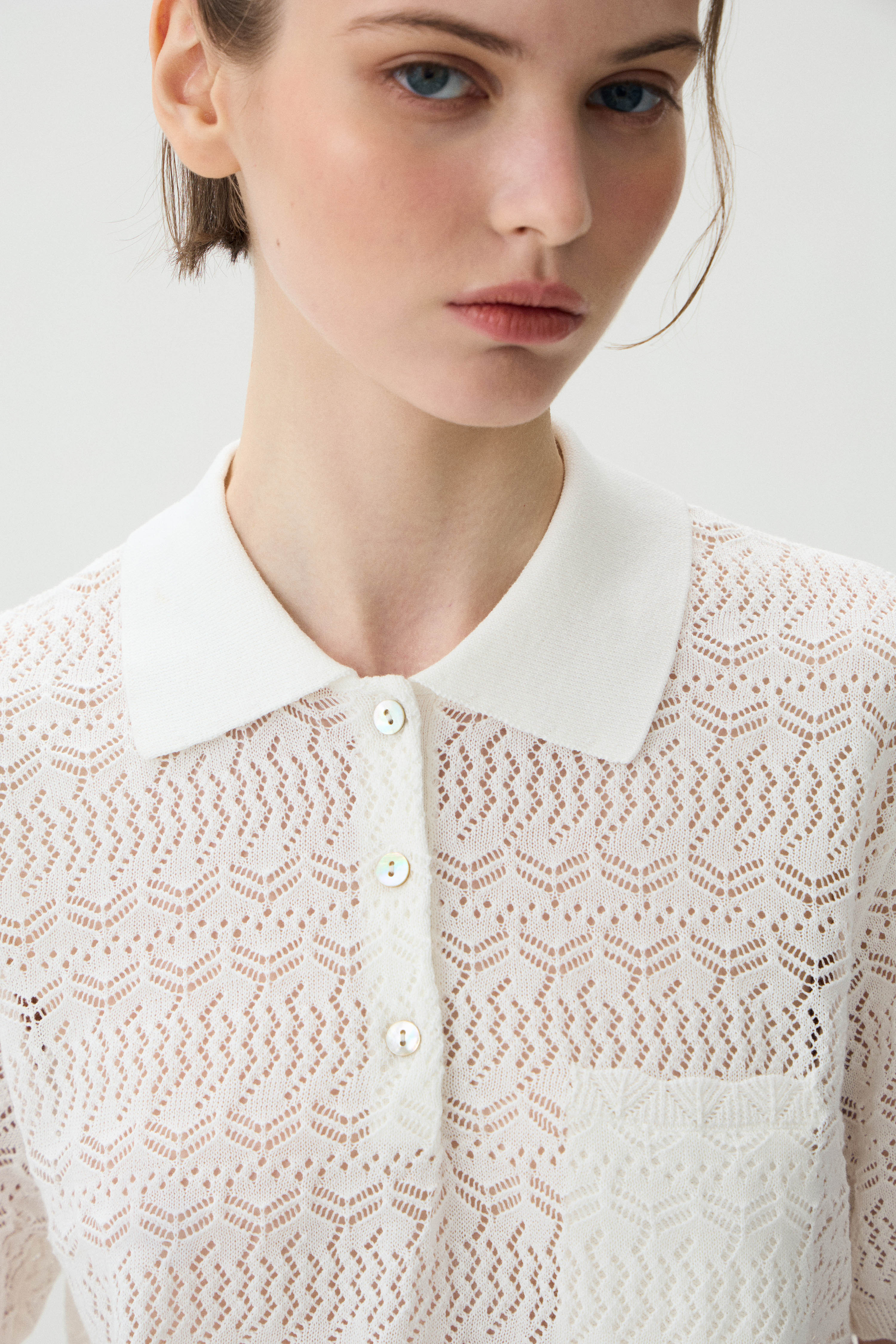 HOLE-KNIT POLO JUMPER - Image 2