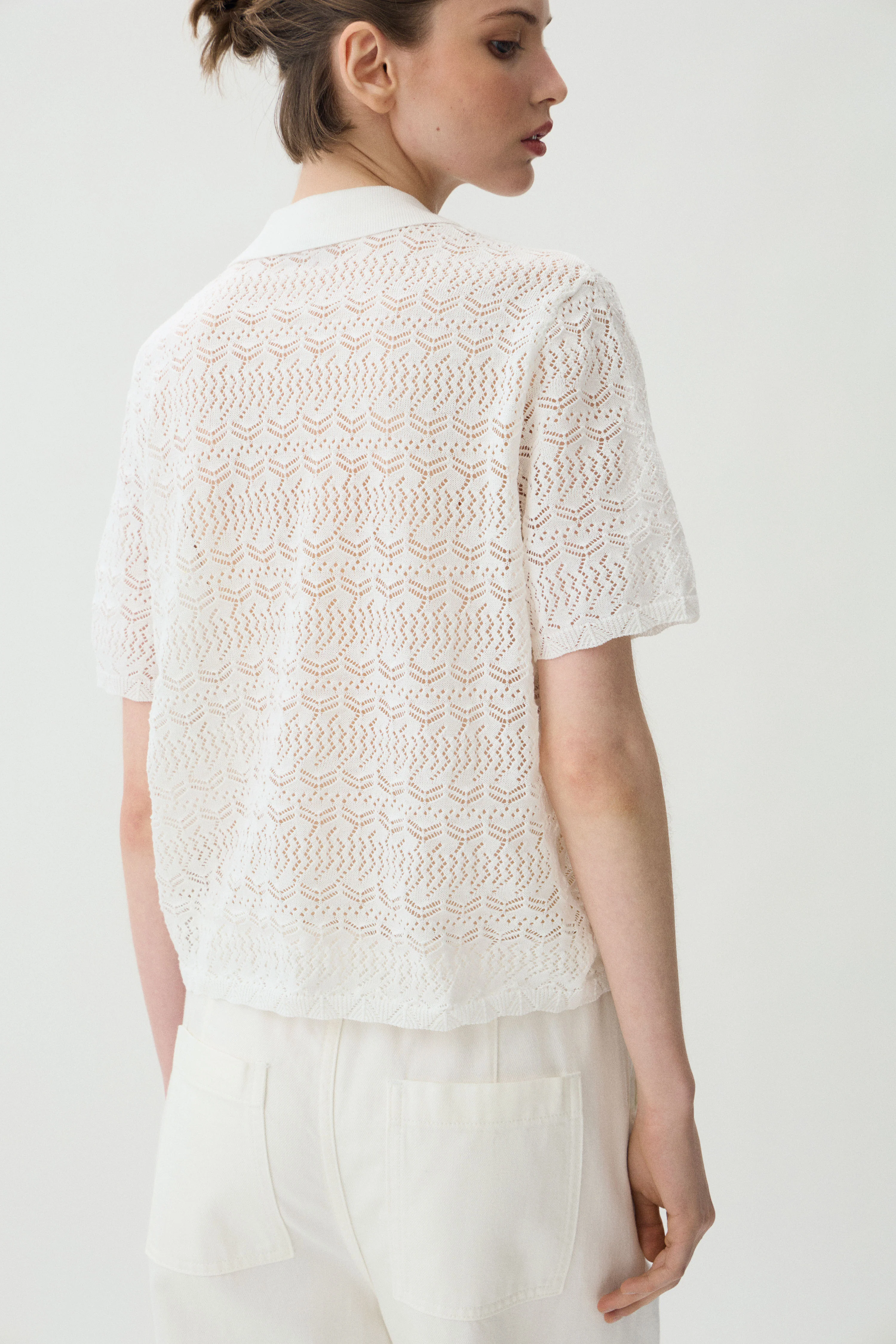 HOLE-KNIT POLO JUMPER - Image 4