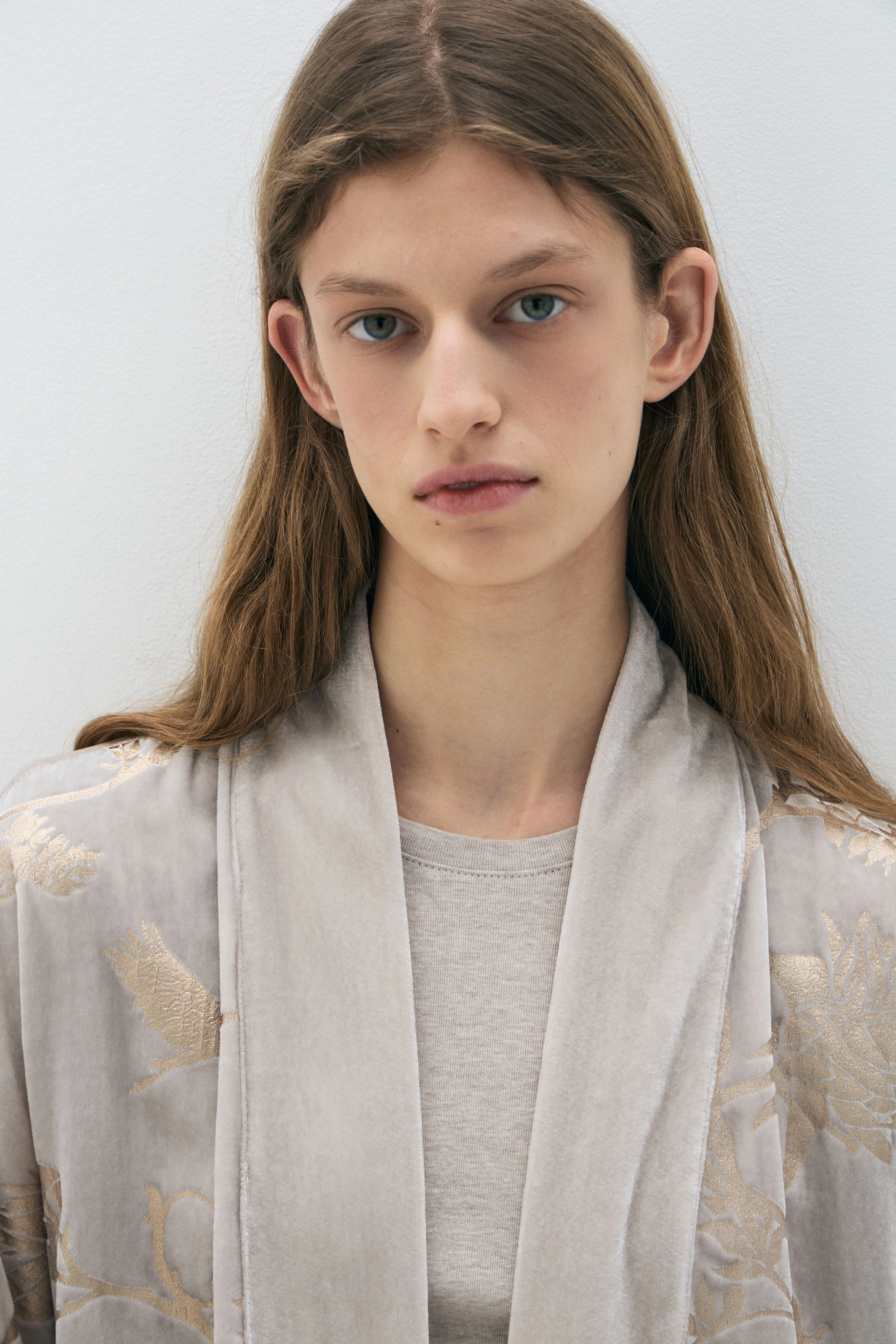 JACQUARD-WEAVE KIMONO-STYLE BLOUSE - Image 3