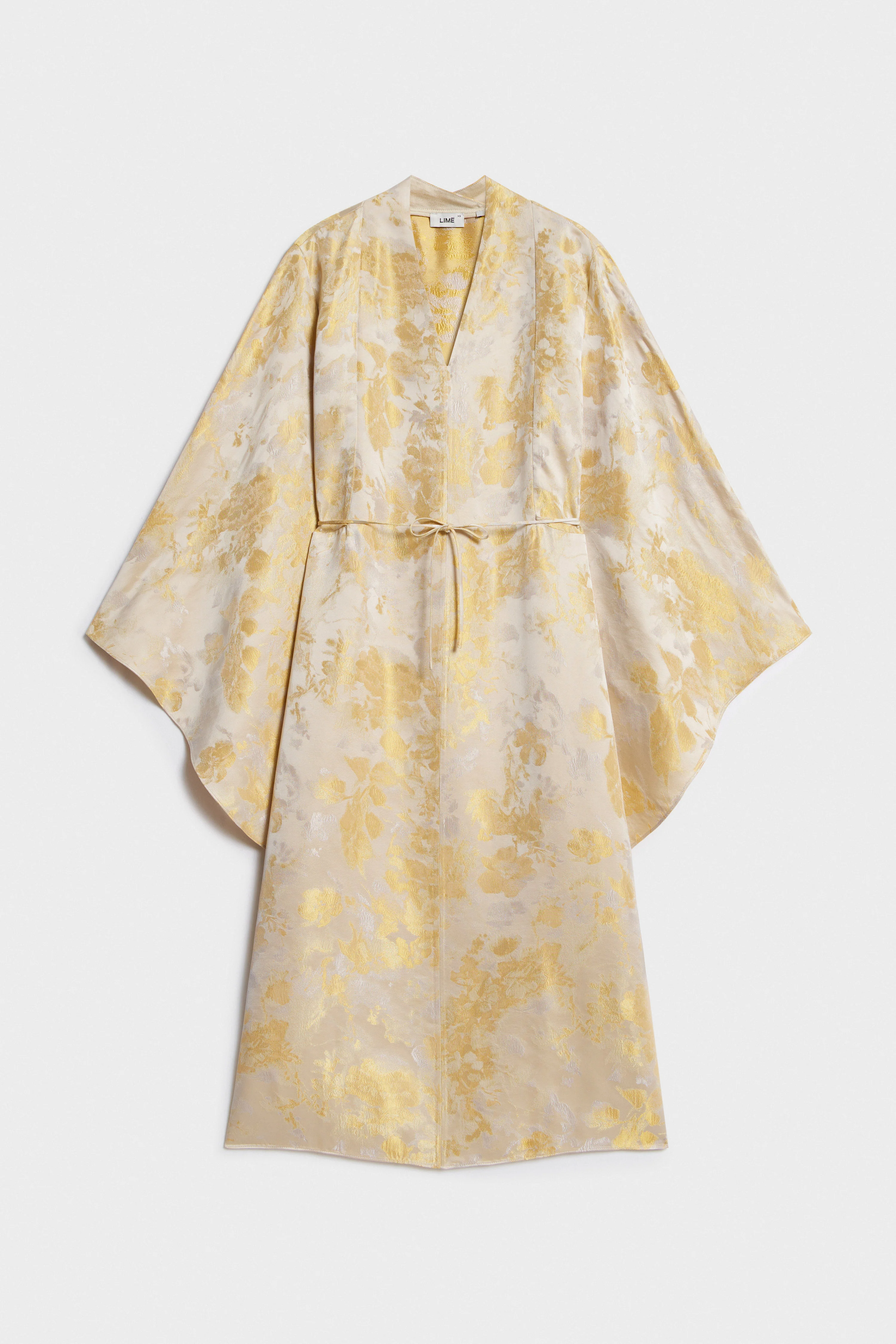 JACQUARD-WEAVE KIMONO-STYLE DRESS - Image 4
