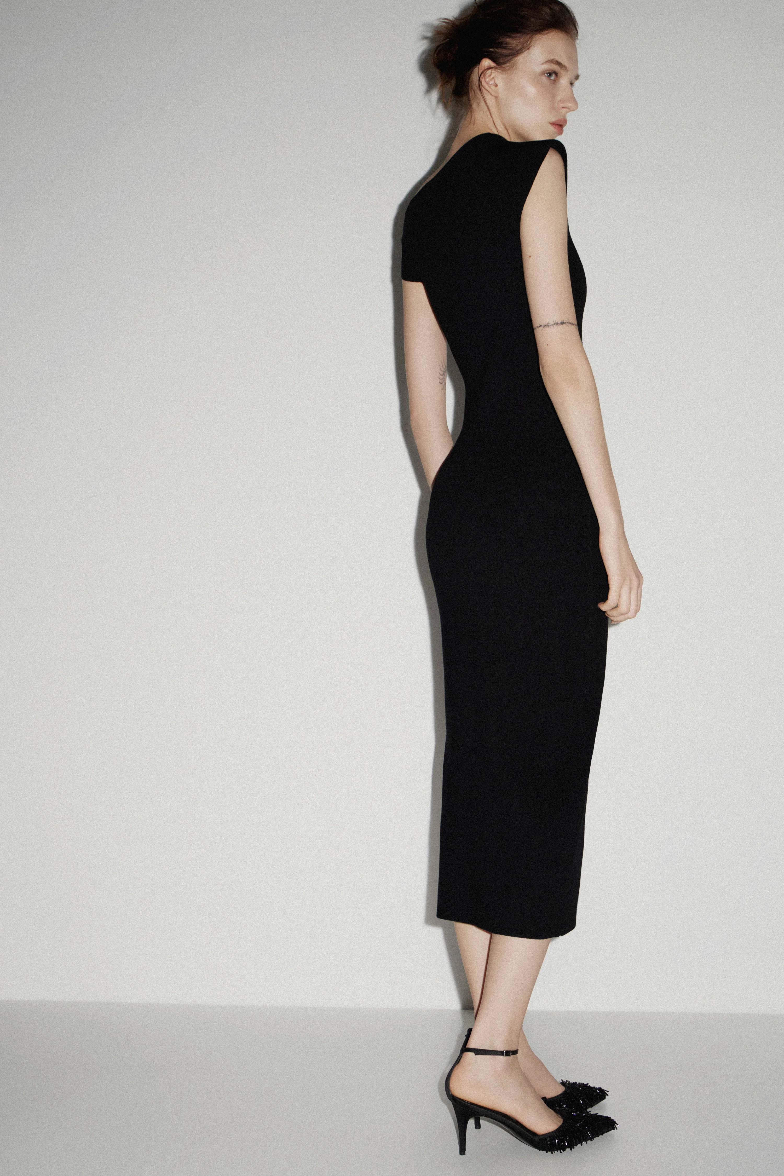 DRAPED KNIT VISCOSE MIDI DRESS - Image 4