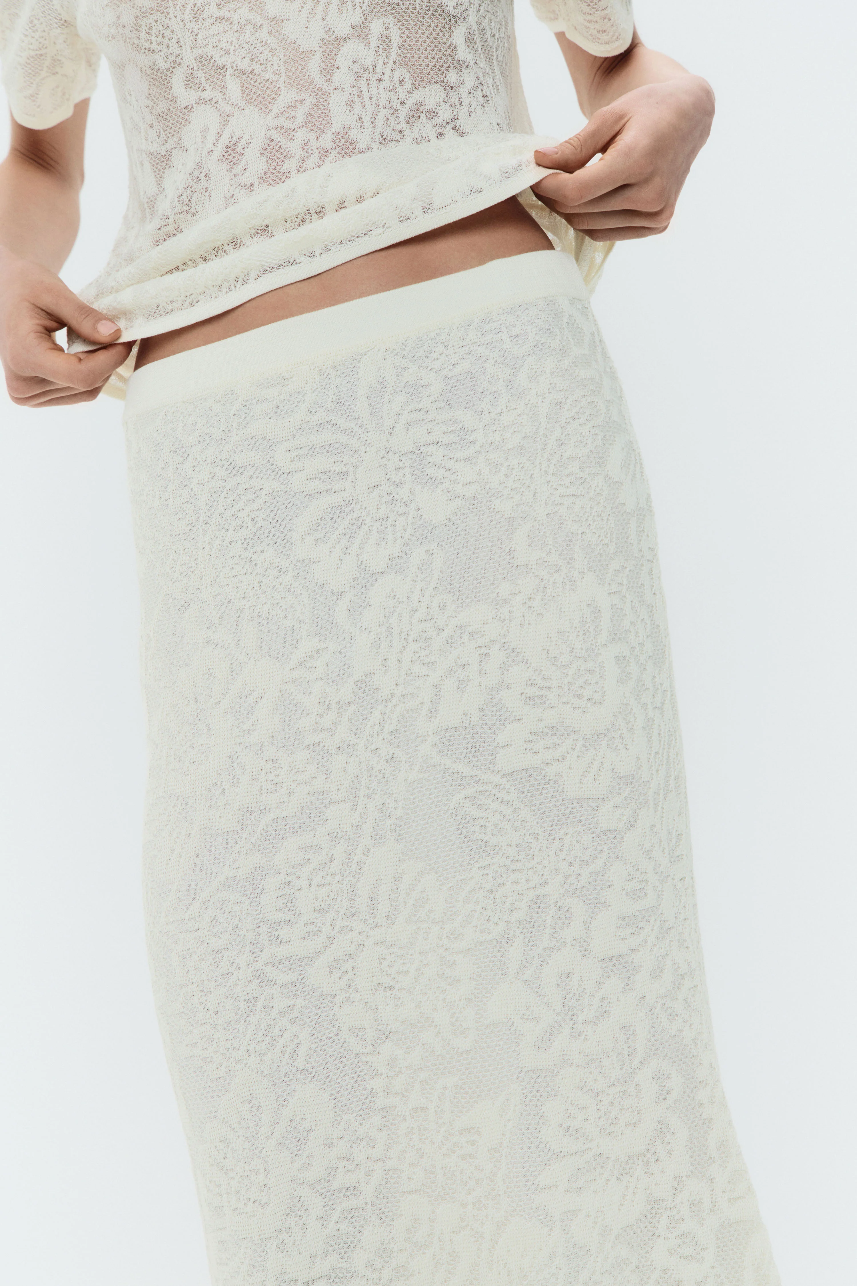 KNITTED LYOCELL-BLEND MIDI SKIRT