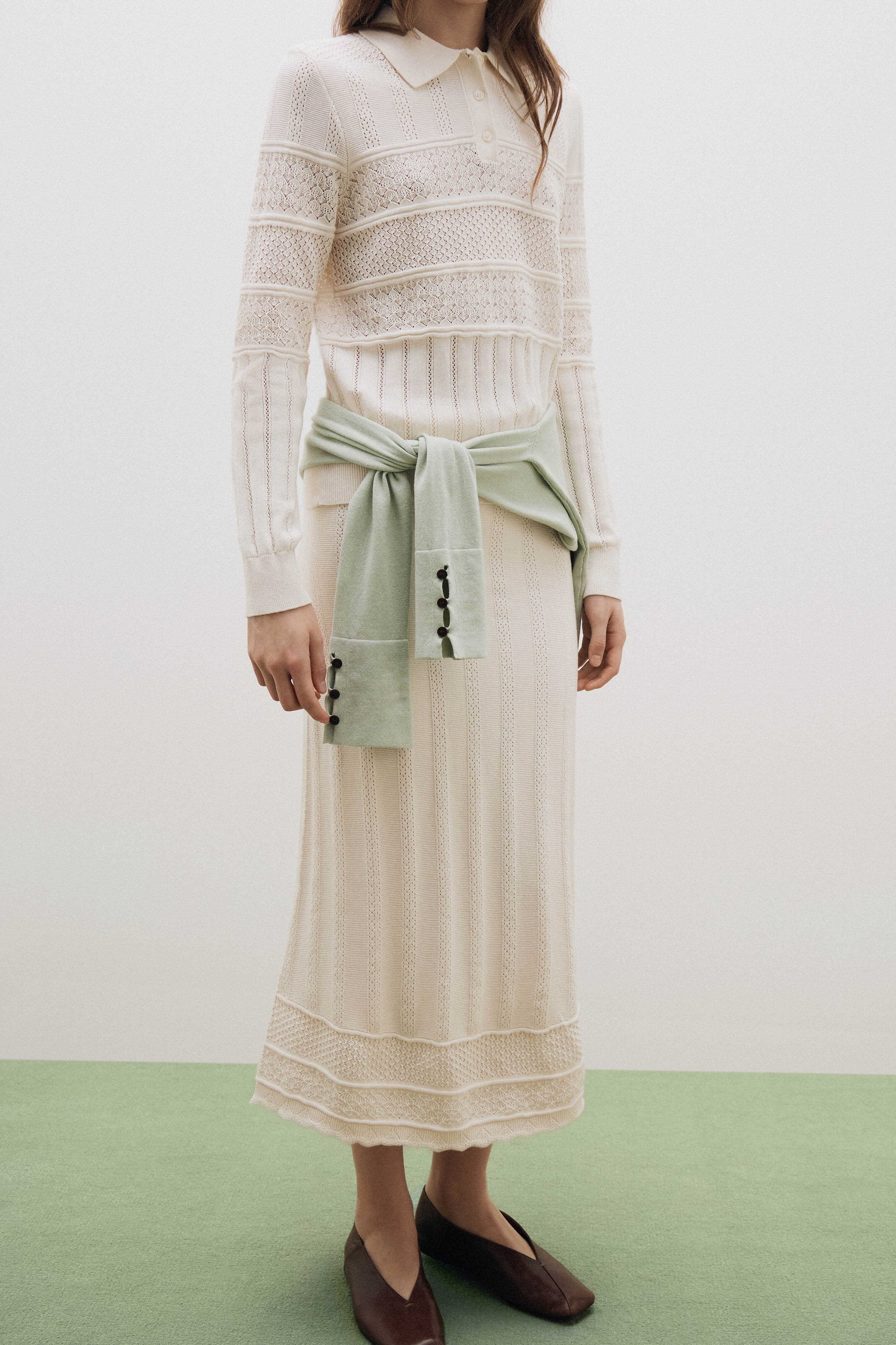 HOLE-KNIT MIDI SKIRT - Image 5