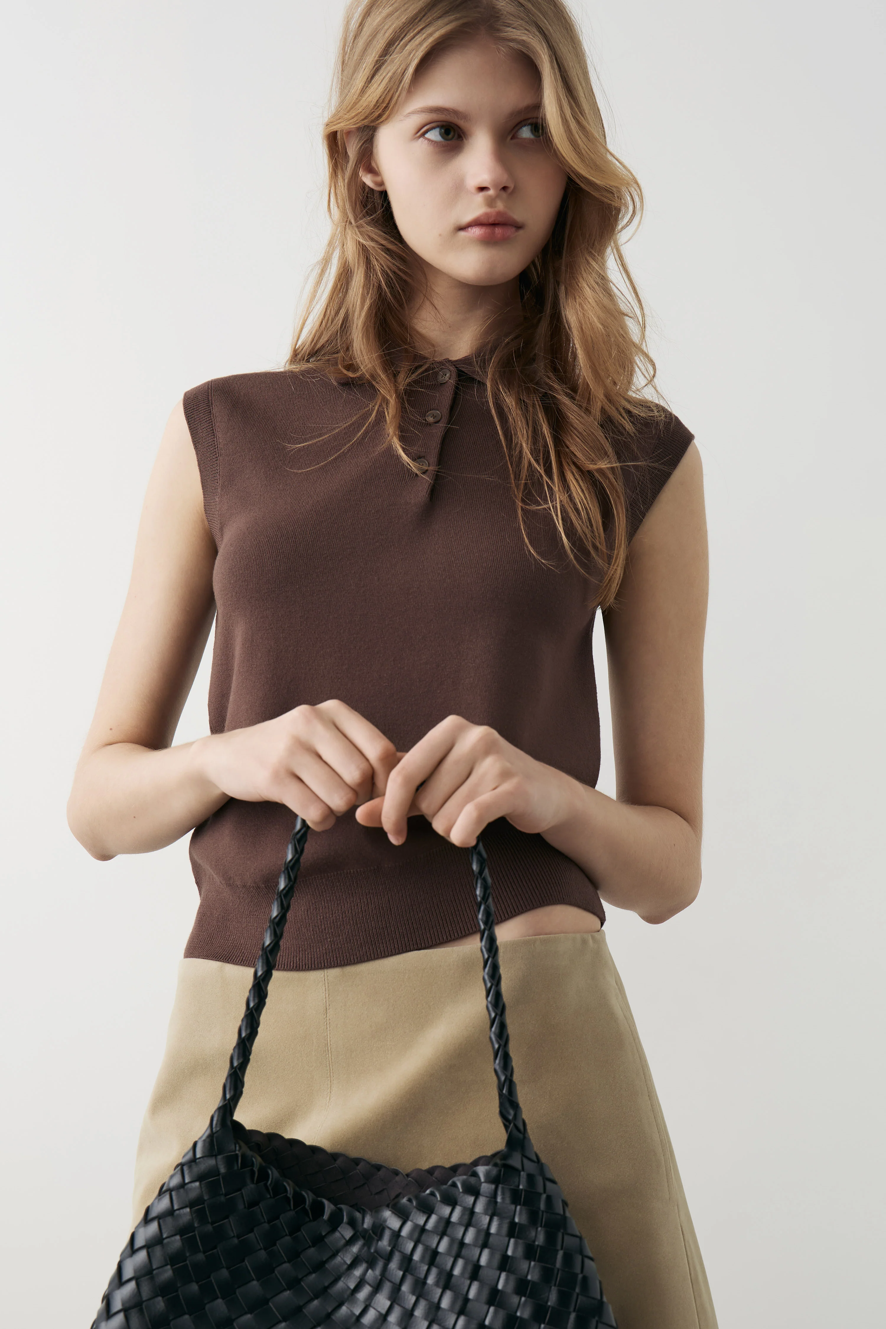 KNITTED POLO TOP