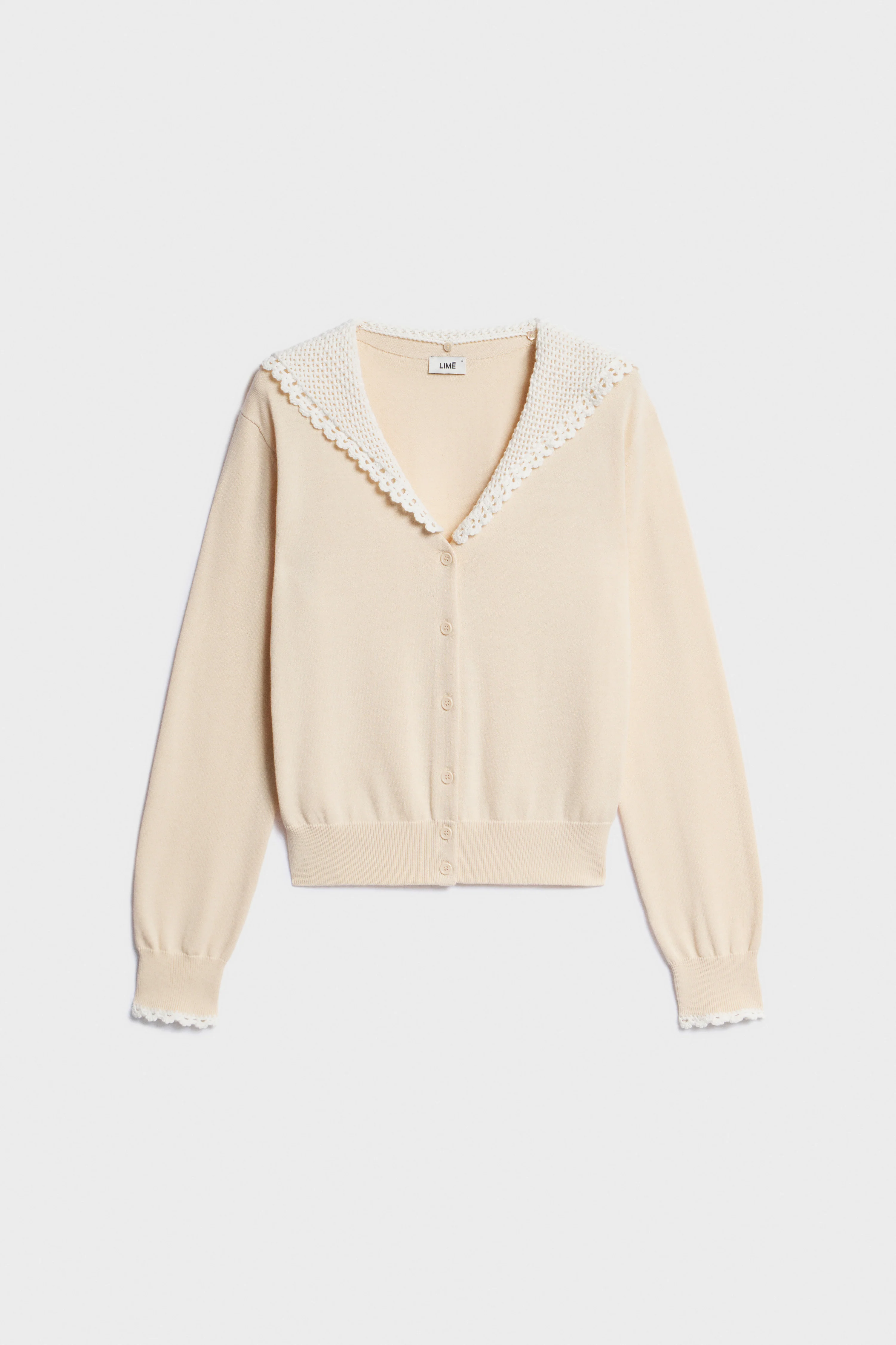 LACE-COLLAR COTTON KNIT CARDIGAN - Image 5