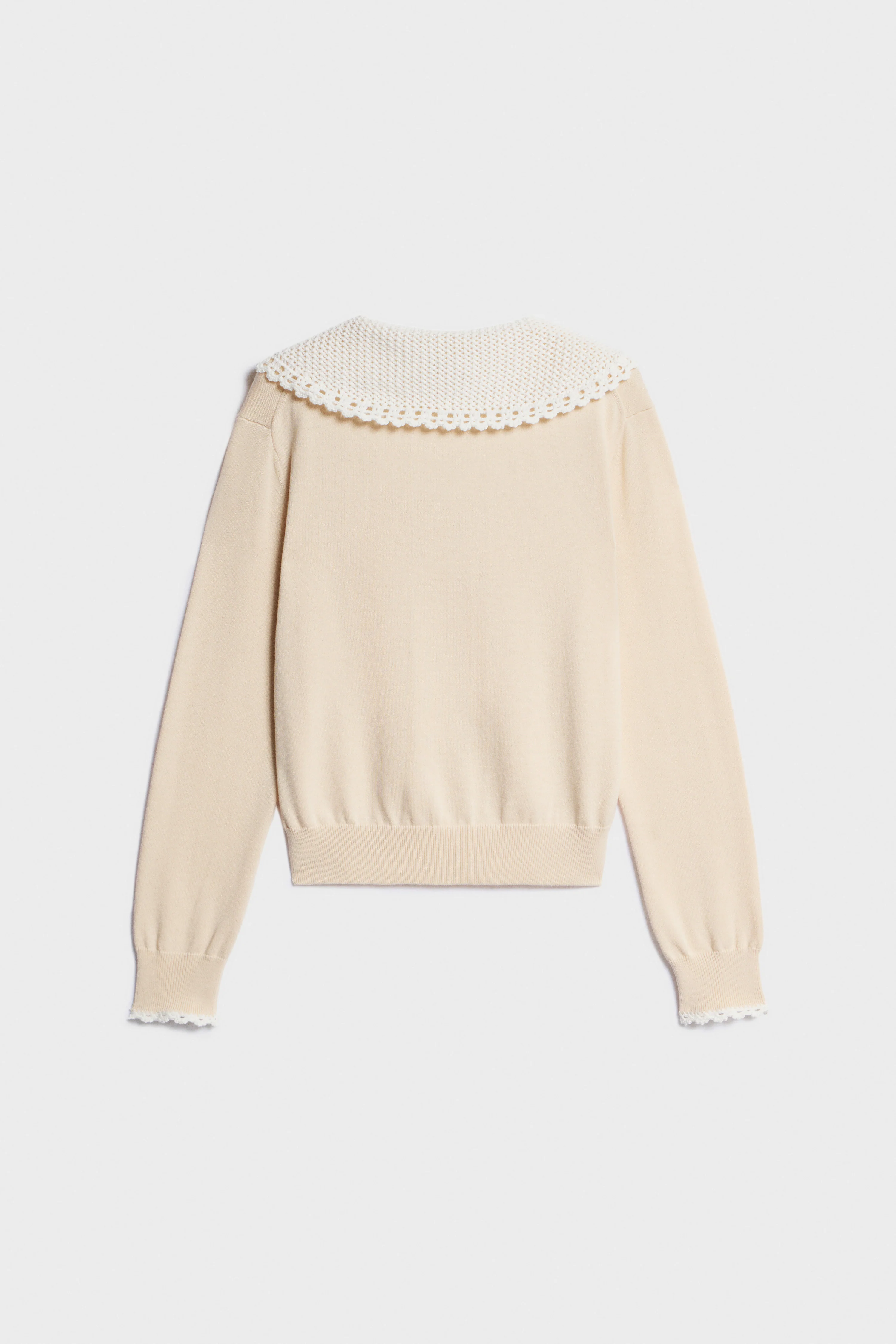 LACE-COLLAR COTTON KNIT CARDIGAN - Image 6