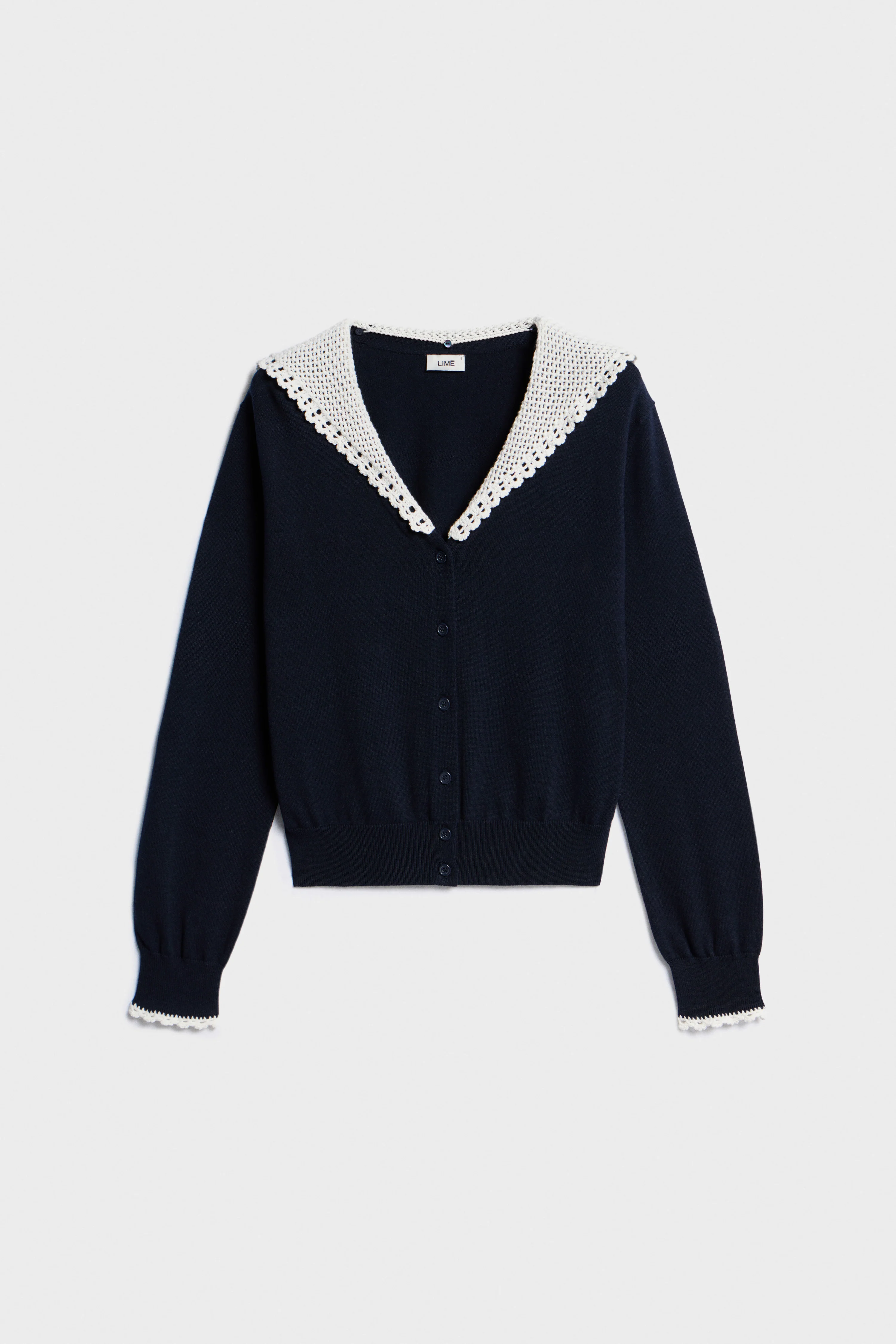 LACE-COLLAR COTTON KNIT CARDIGAN - Image 5