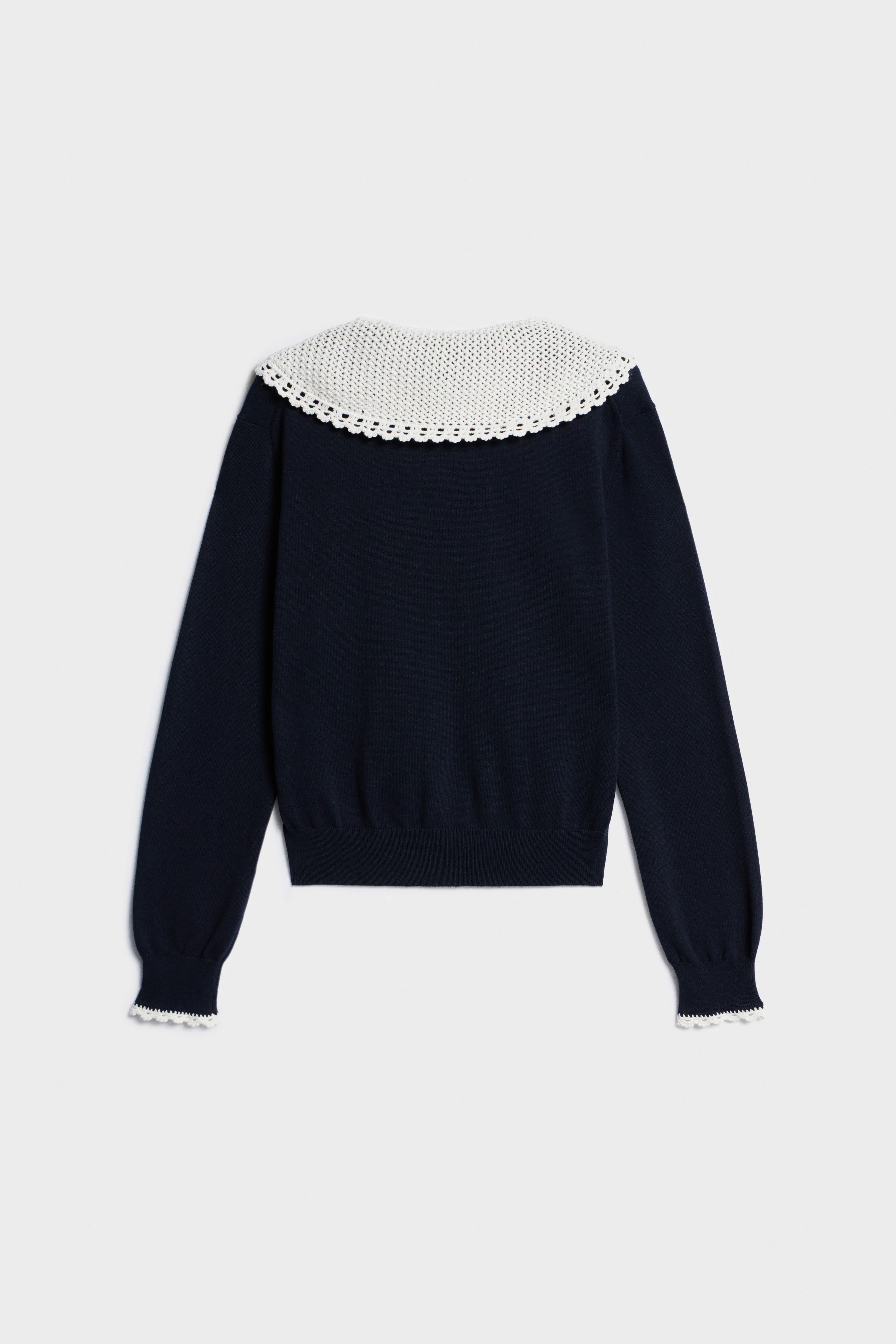 LACE-COLLAR COTTON KNIT CARDIGAN - Image 6